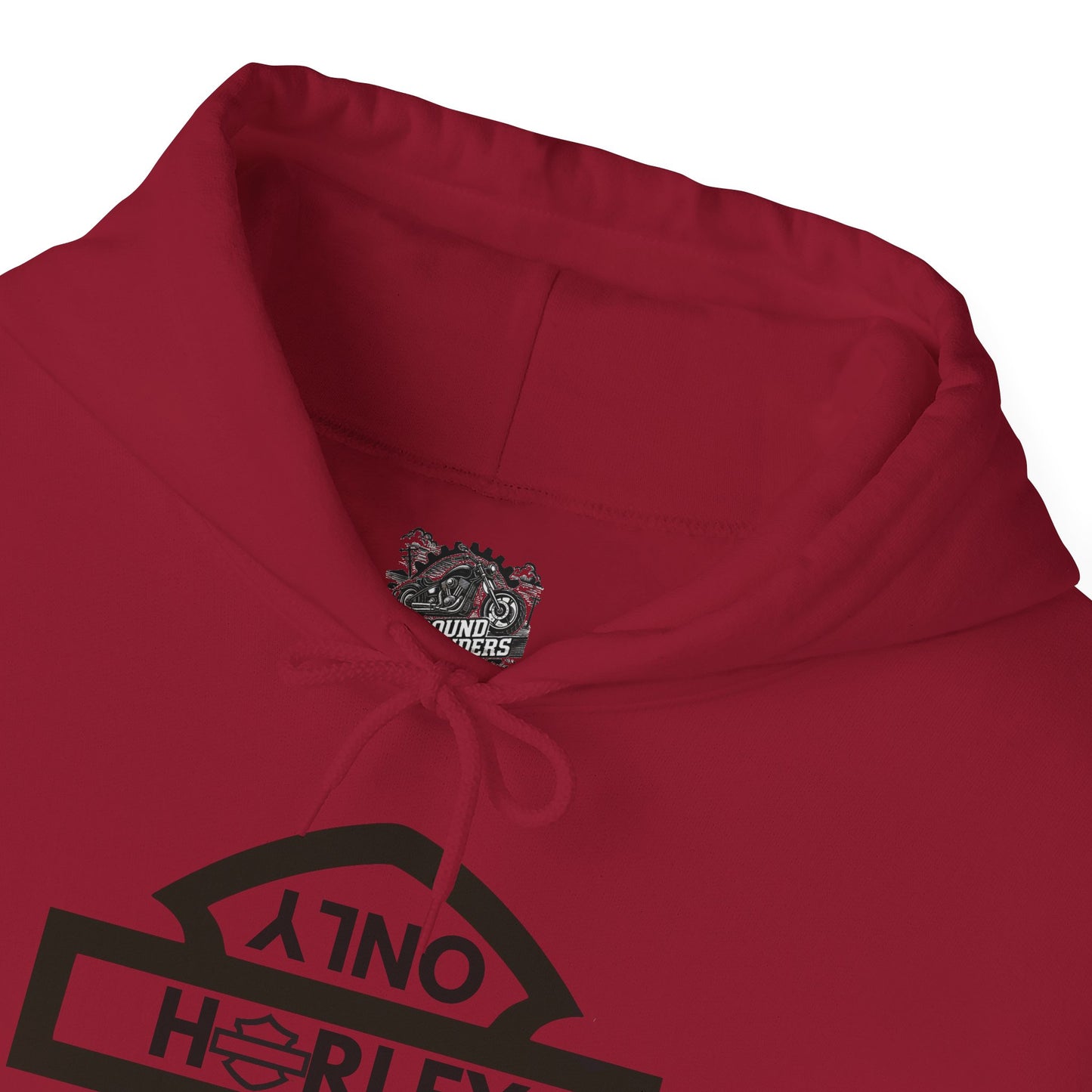 Biker Hoodie: Black Harley Parking Only Upside Down w/Black Lettering