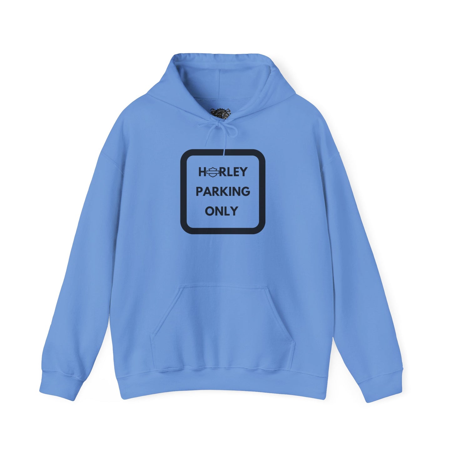 Biker Hoodie: Black Harley Parking Only w/Black Lettering