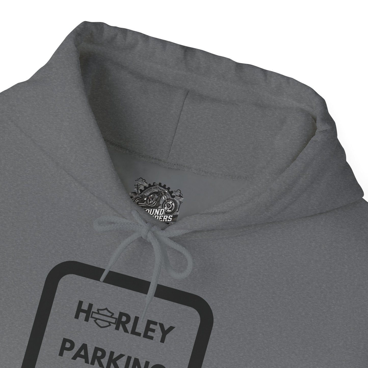 Biker Hoodie: Black Harley Parking Only w/Black Lettering