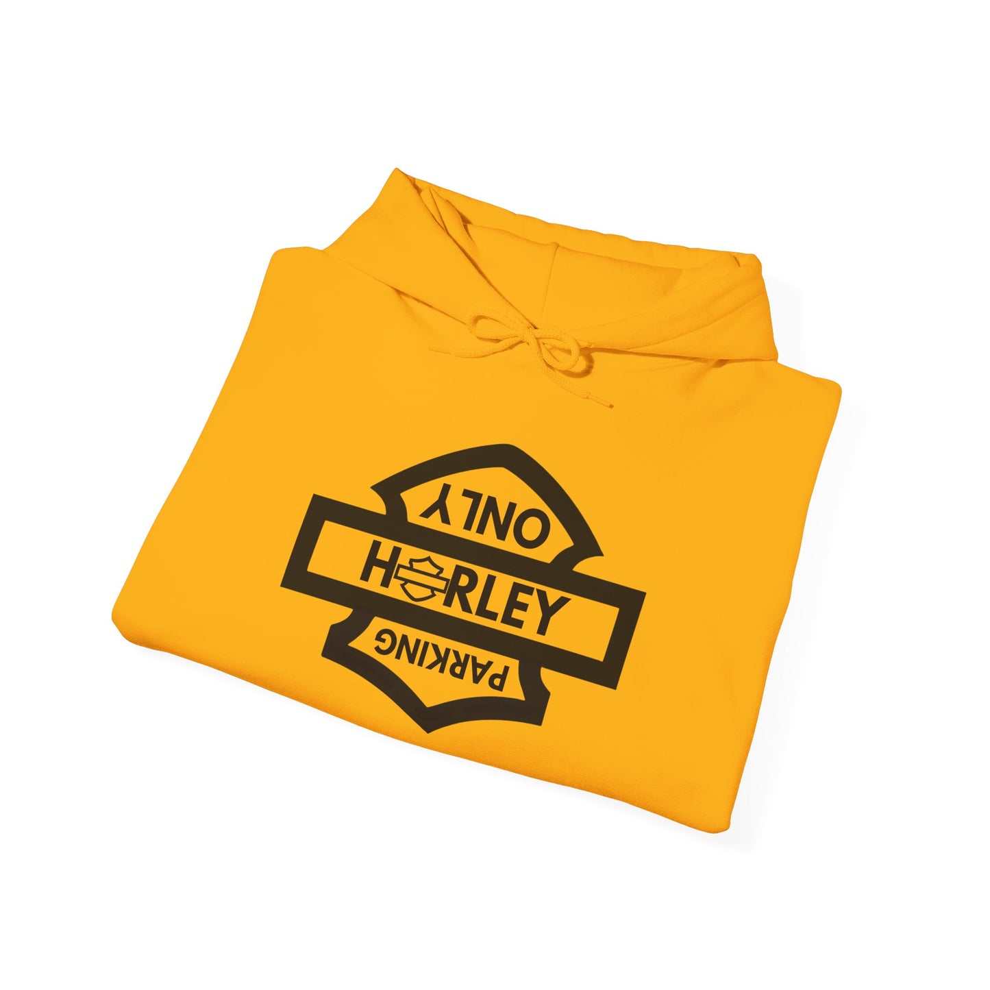 Biker Hoodie: Black Harley Parking Only Upside Down w/Black Lettering