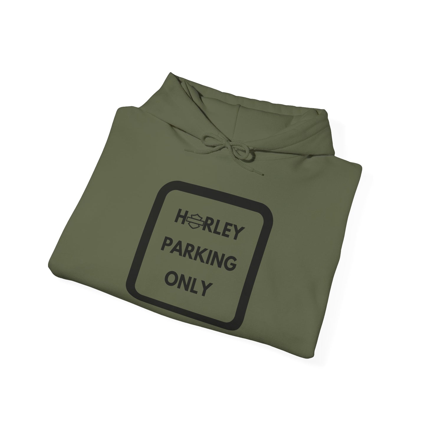 Biker Hoodie: Black Harley Parking Only w/Black Lettering