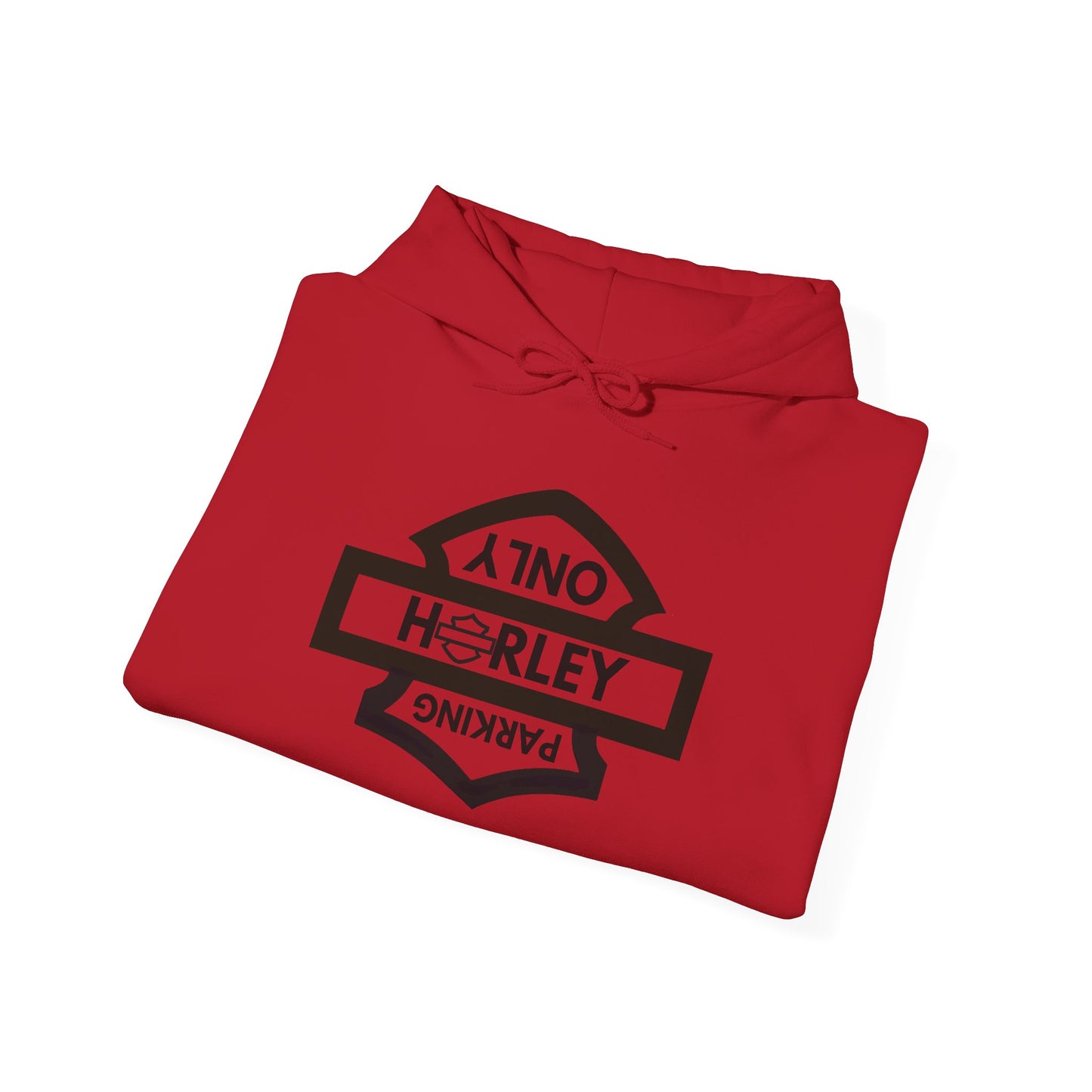 Biker Hoodie: Black Harley Parking Only Upside Down w/Black Lettering