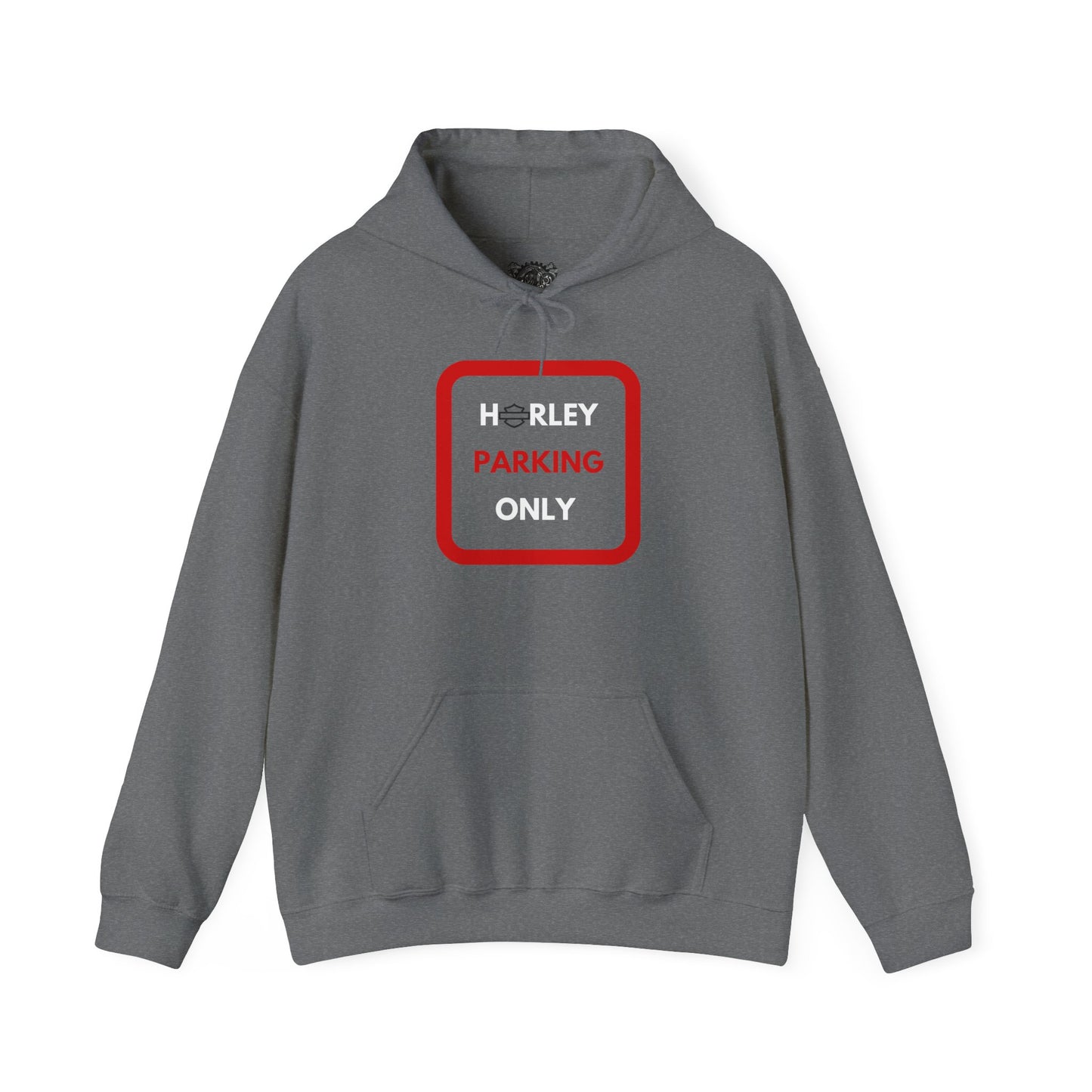 Biker Hoodie: Red Harley Parking Only w/White & Red Lettering