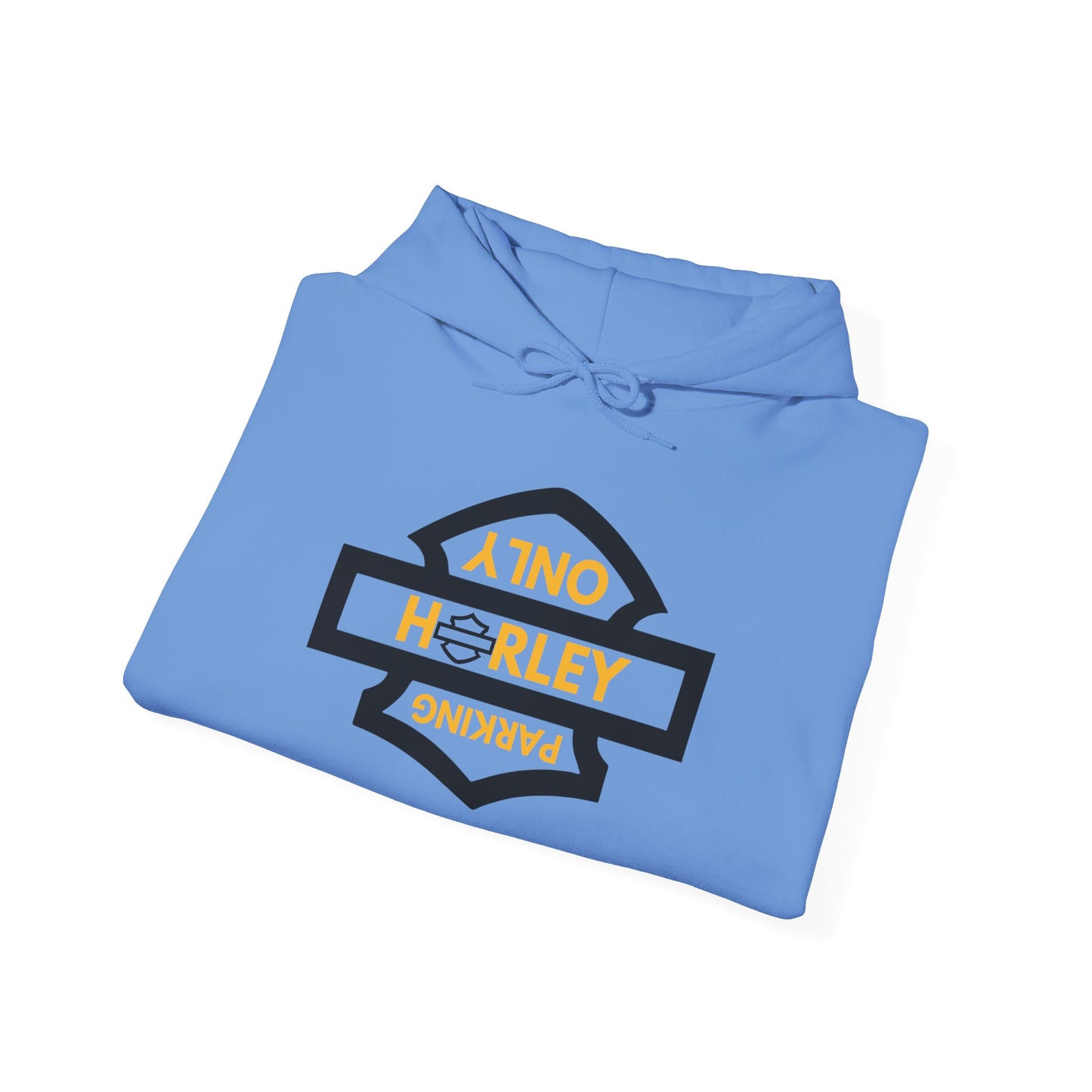 Biker Hoodie: Black Harley Parking Only Upside Down w/Gold Lettering