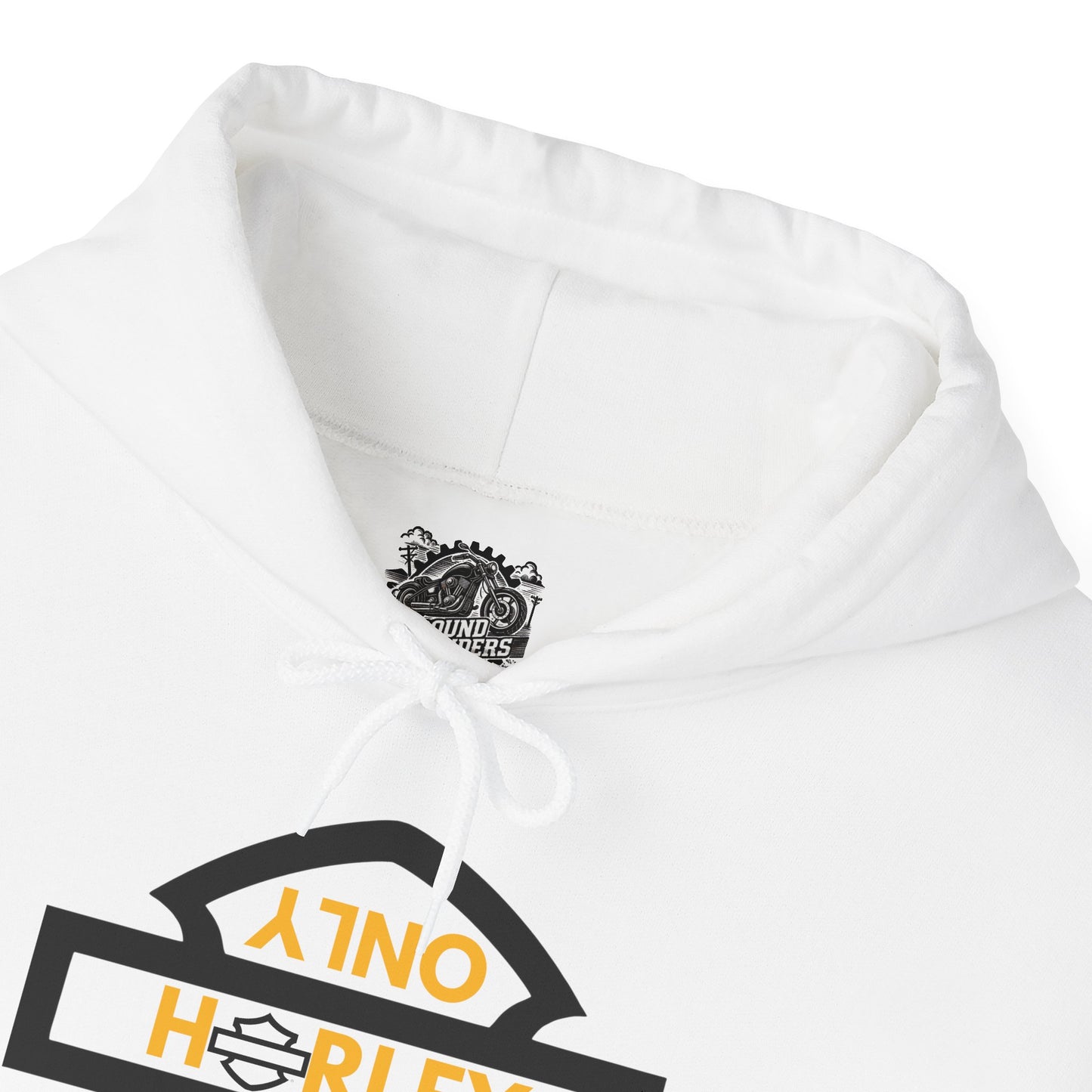 Biker Hoodie: Black Harley Parking Only Upside Down w/Gold Lettering