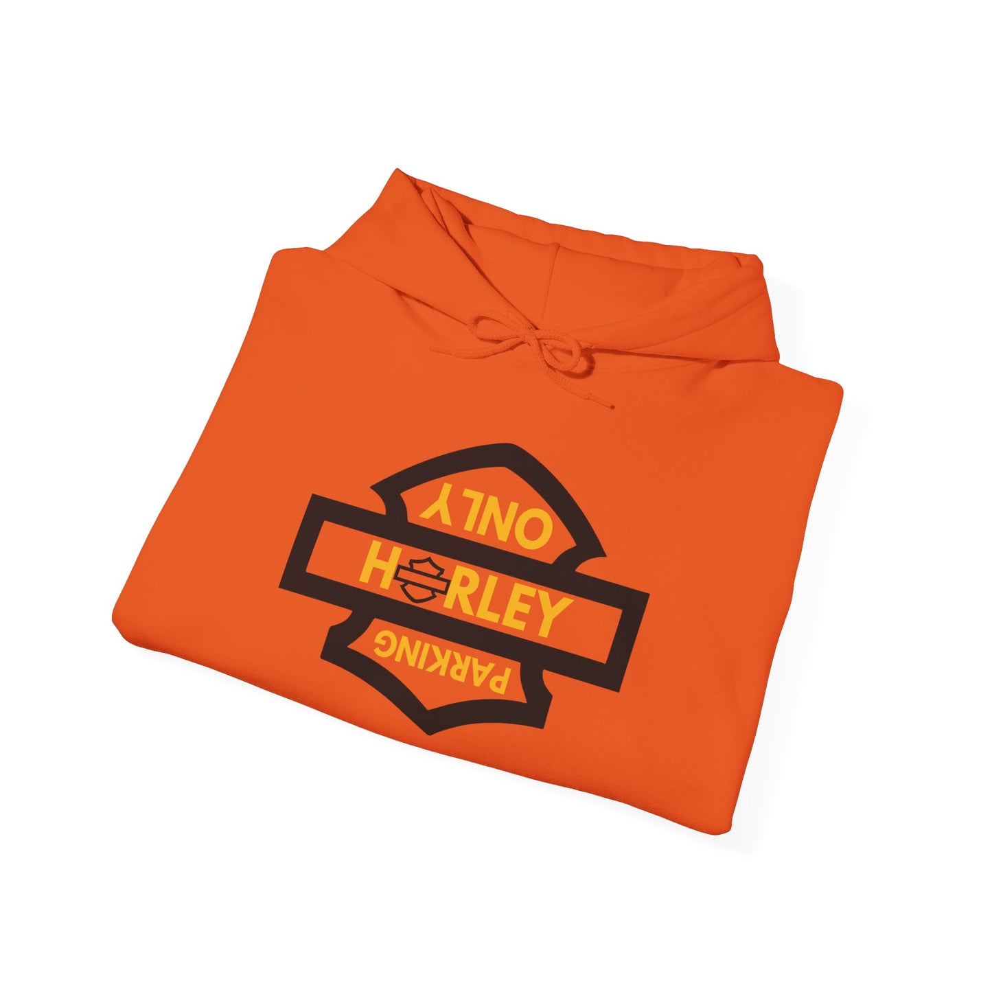 Biker Hoodie: Black Harley Parking Only Upside Down w/Gold Lettering