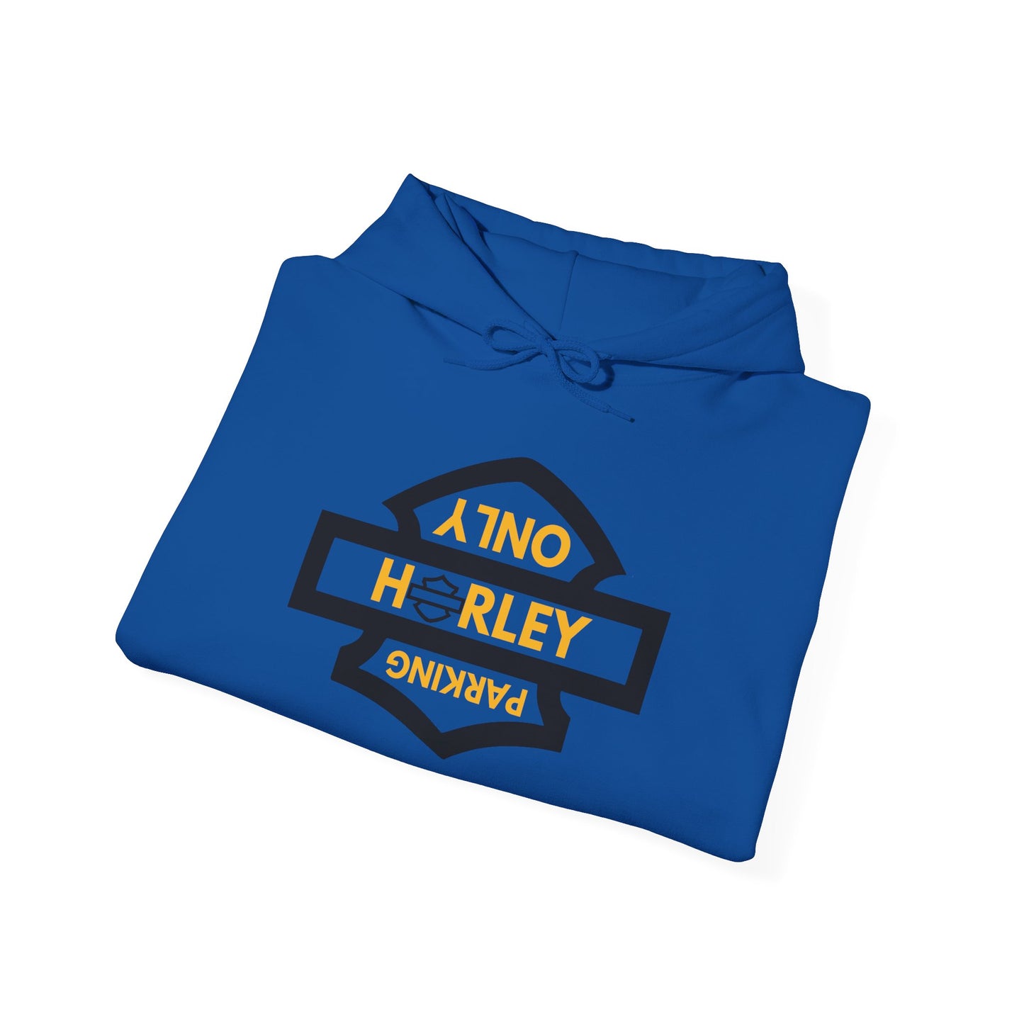 Biker Hoodie: Black Harley Parking Only Upside Down w/Gold Lettering