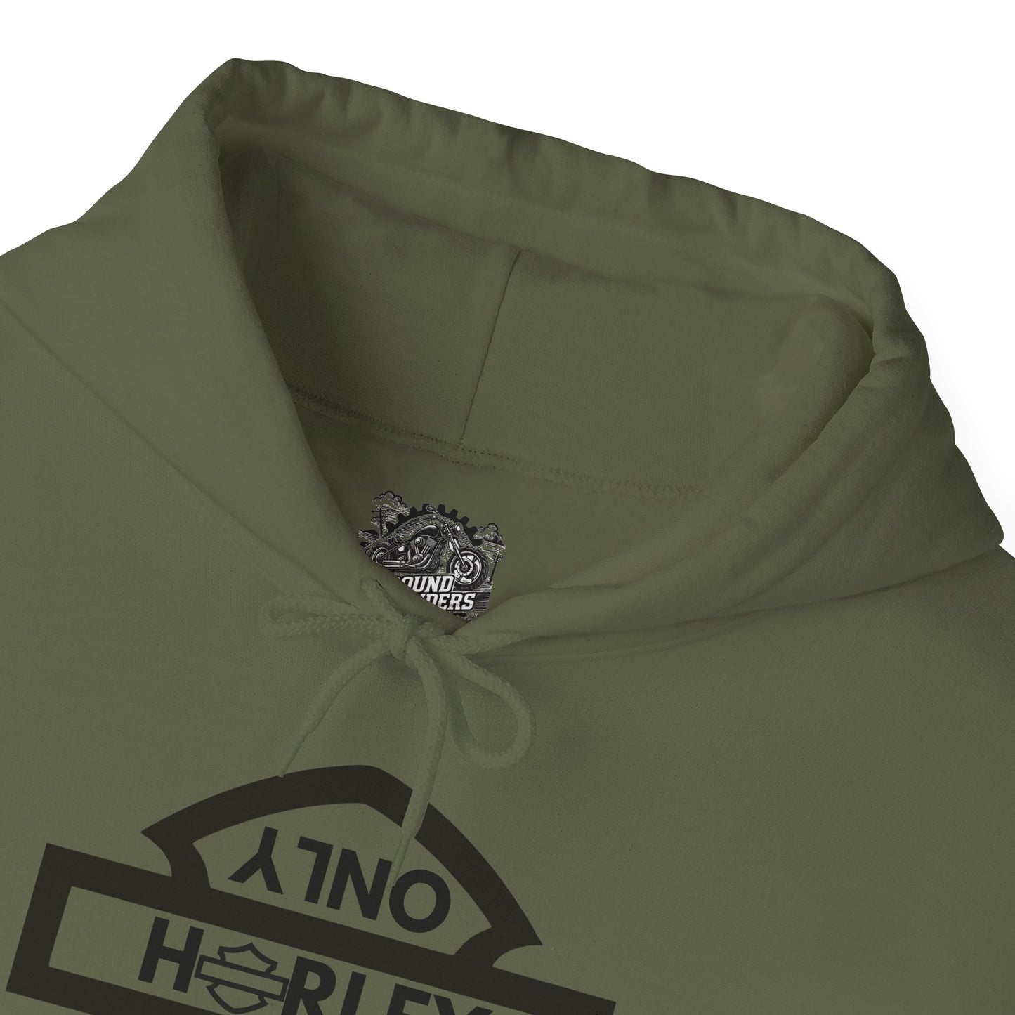Biker Hoodie: Black Harley Parking Only Upside Down w/Black Lettering