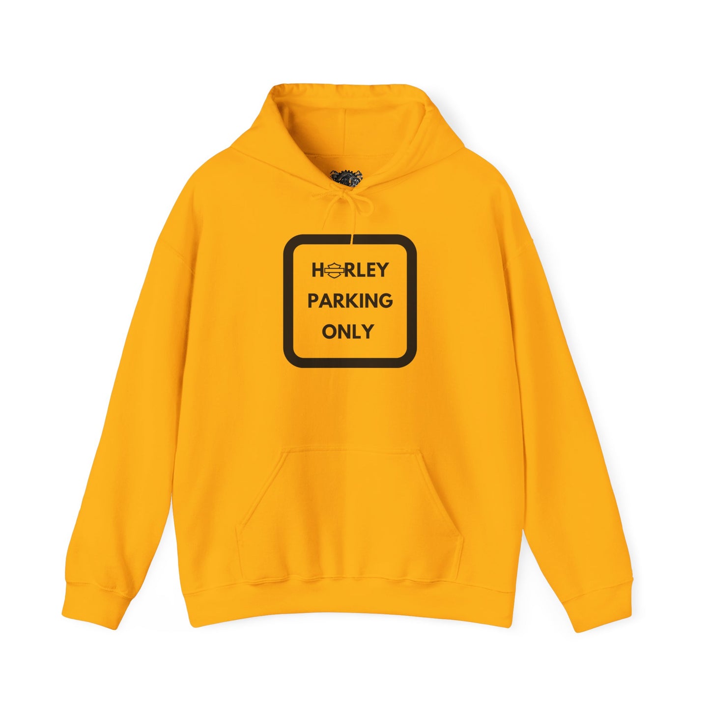 Biker Hoodie: Black Harley Parking Only w/Black Lettering