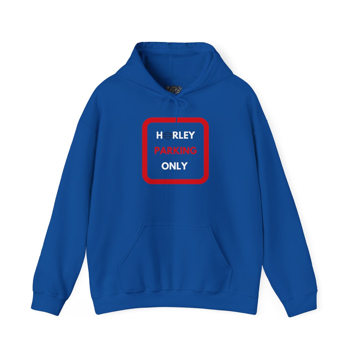 Biker Hoodie: Red Harley Parking Only w/White & Red Lettering