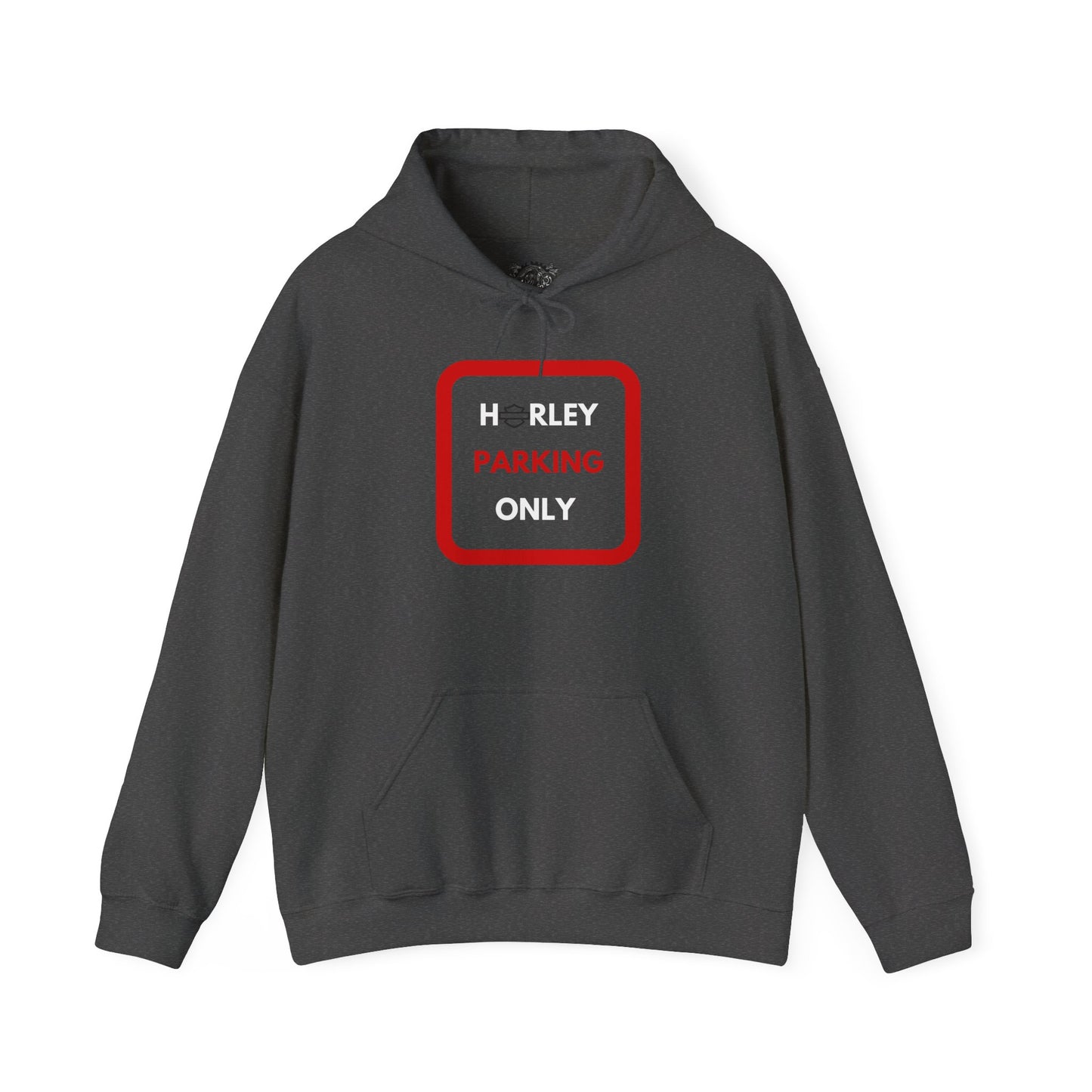 Biker Hoodie: Red Harley Parking Only w/White & Red Lettering