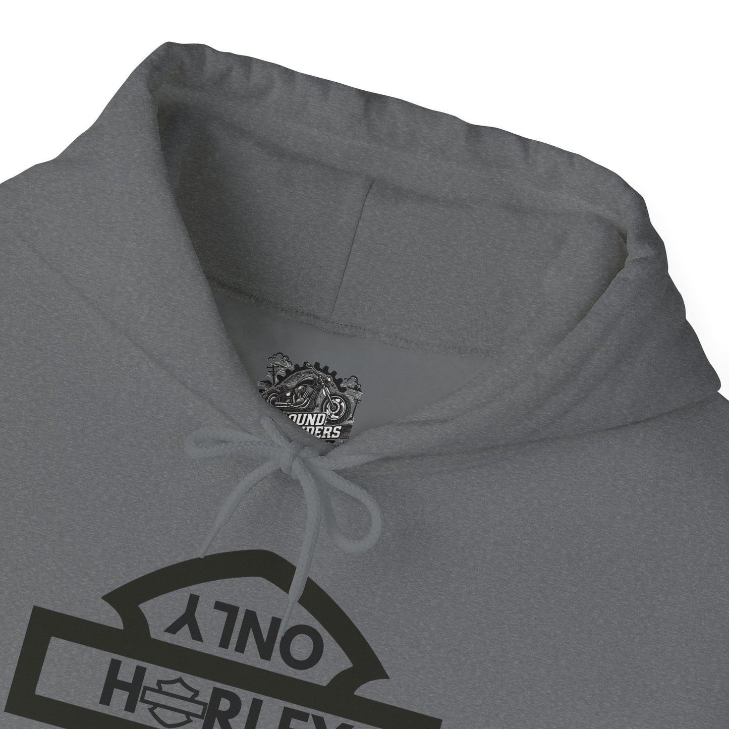 Biker Hoodie: Black Harley Parking Only Upside Down w/Black Lettering