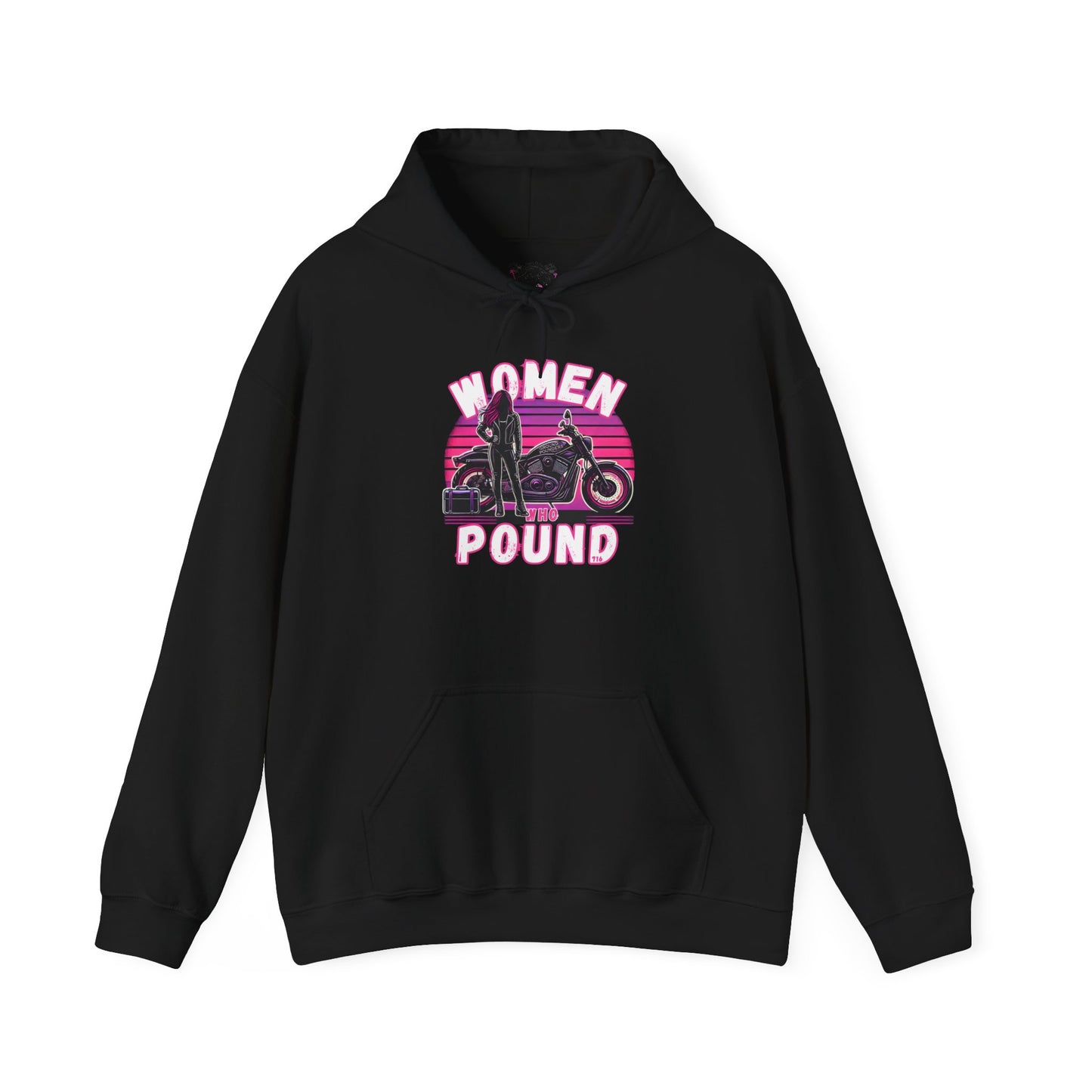 Biker Hoodie: Women Who Pound Purple/Pink