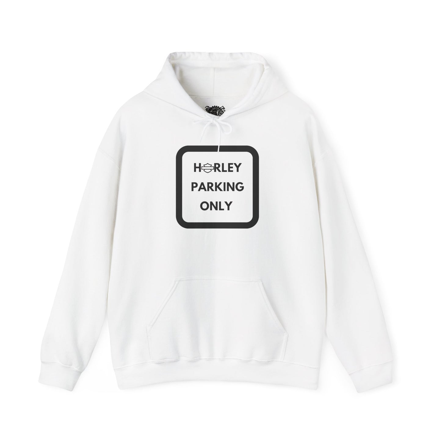 Biker Hoodie: Black Harley Parking Only w/Black Lettering