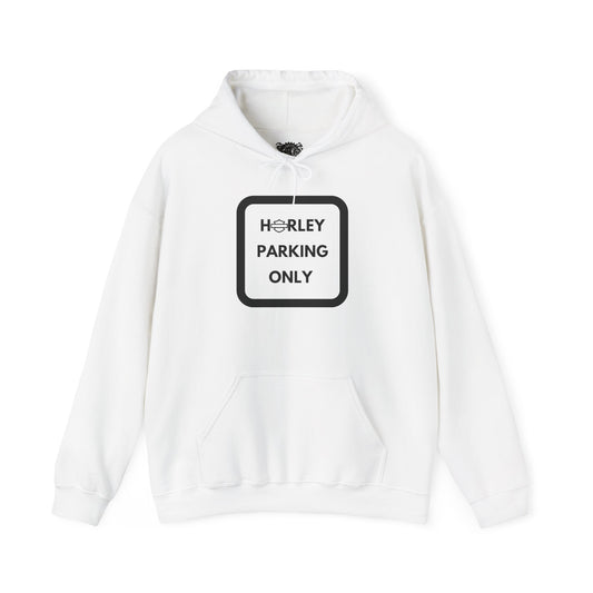 Biker Hoodie: Black Harley Parking Only w/Black Lettering