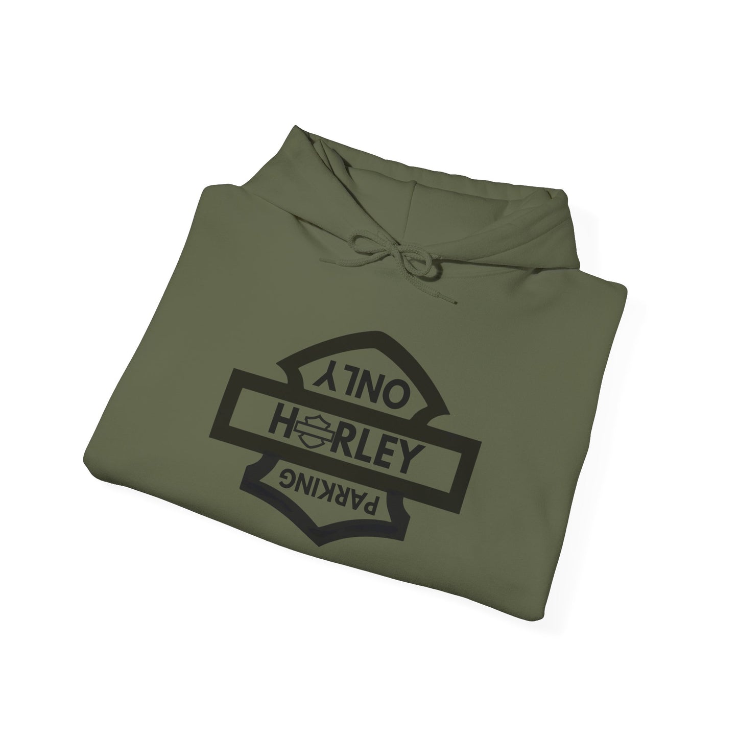 Biker Hoodie: Black Harley Parking Only Upside Down w/Black Lettering