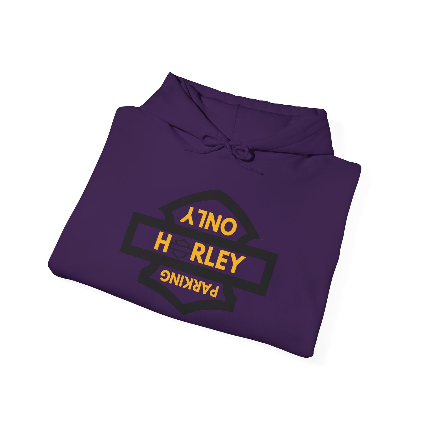 Biker Hoodie: Black Harley Parking Only Upside Down w/Gold Lettering