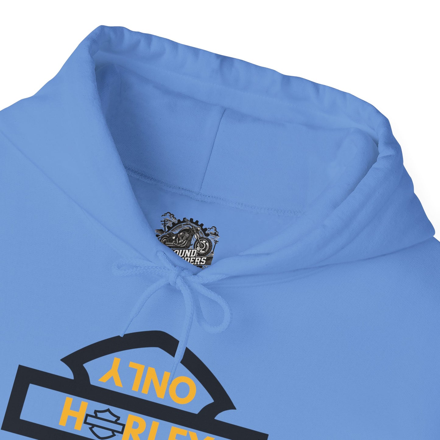 Biker Hoodie: Black Harley Parking Only Upside Down w/Gold Lettering