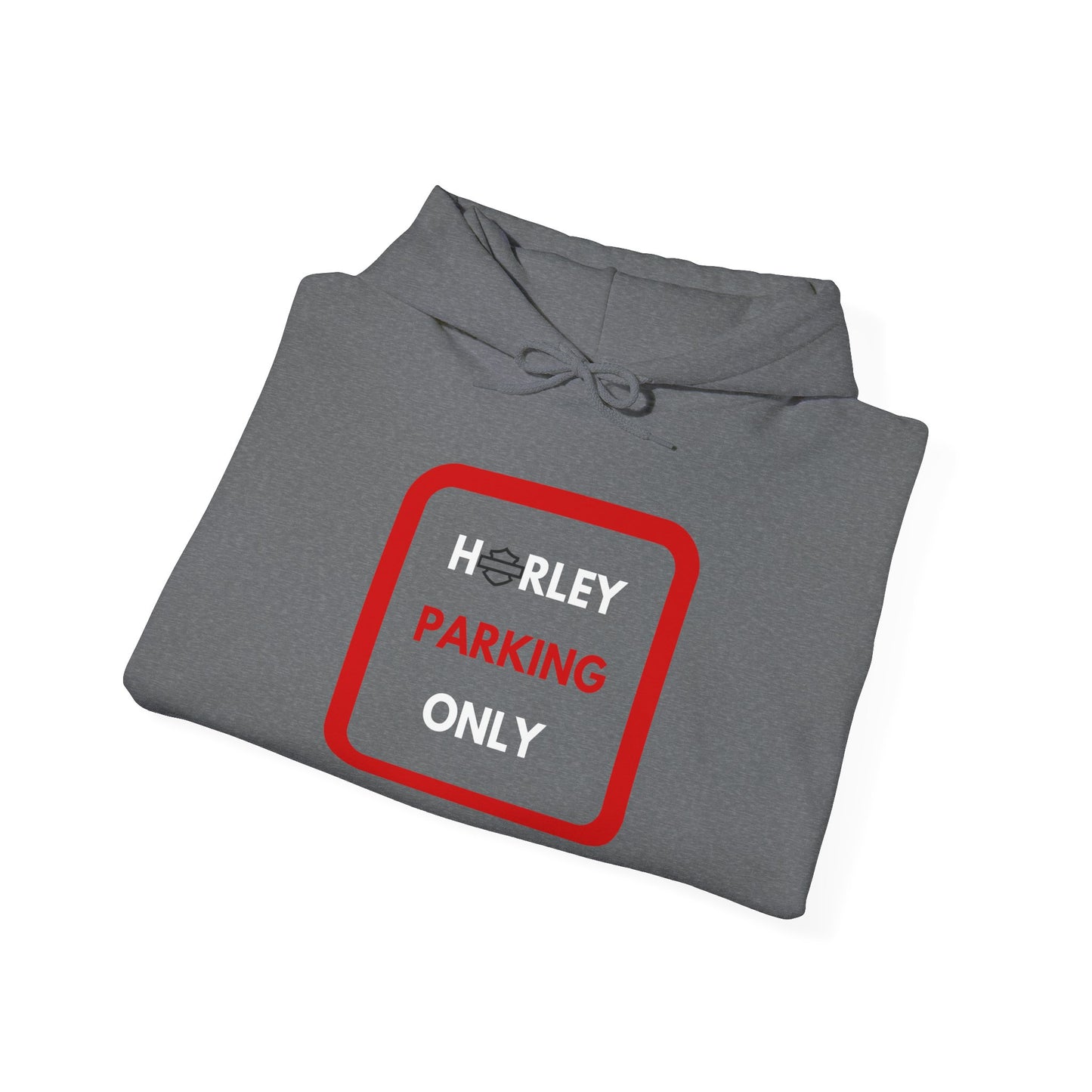 Biker Hoodie: Red Harley Parking Only w/White & Red Lettering