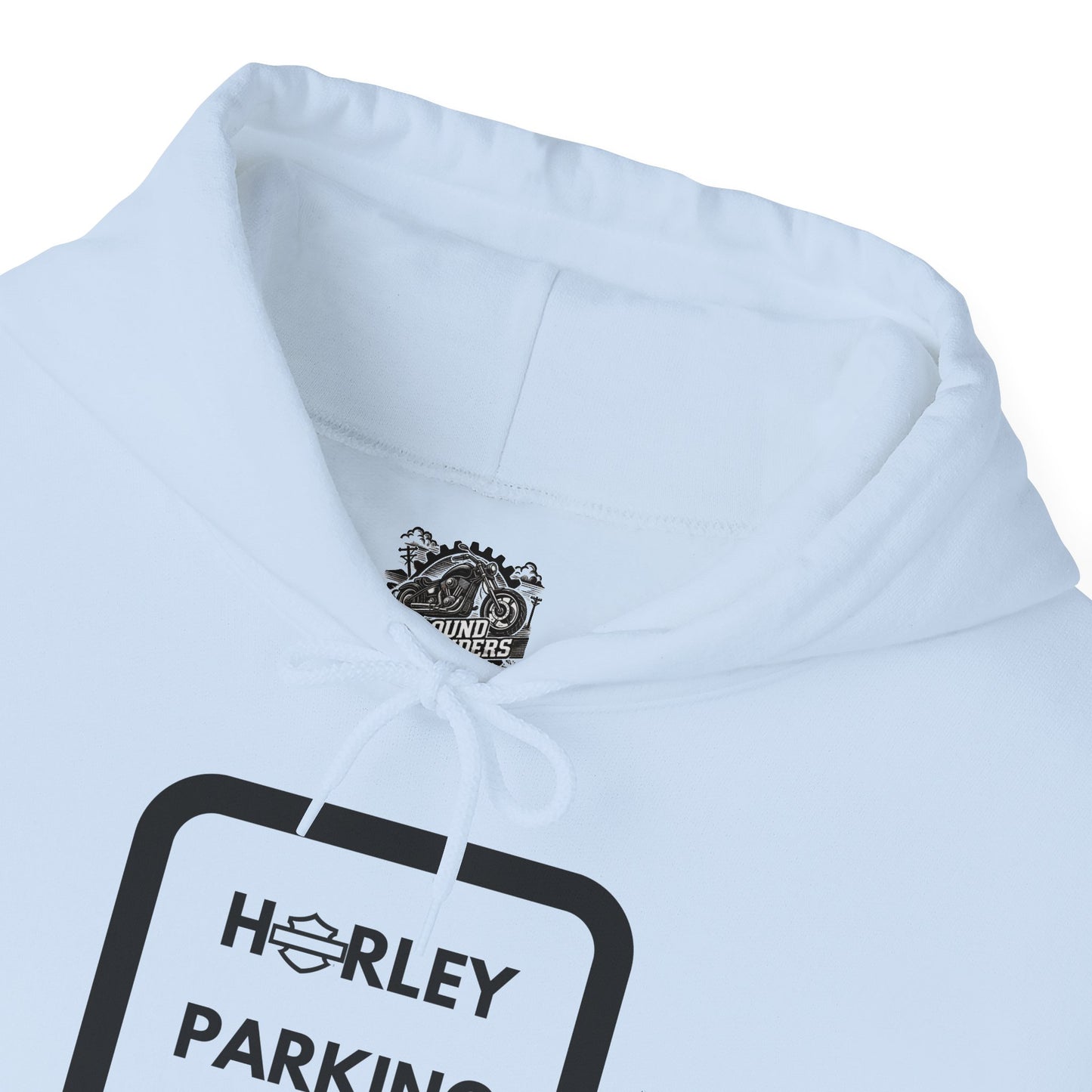 Biker Hoodie: Black Harley Parking Only w/Black Lettering