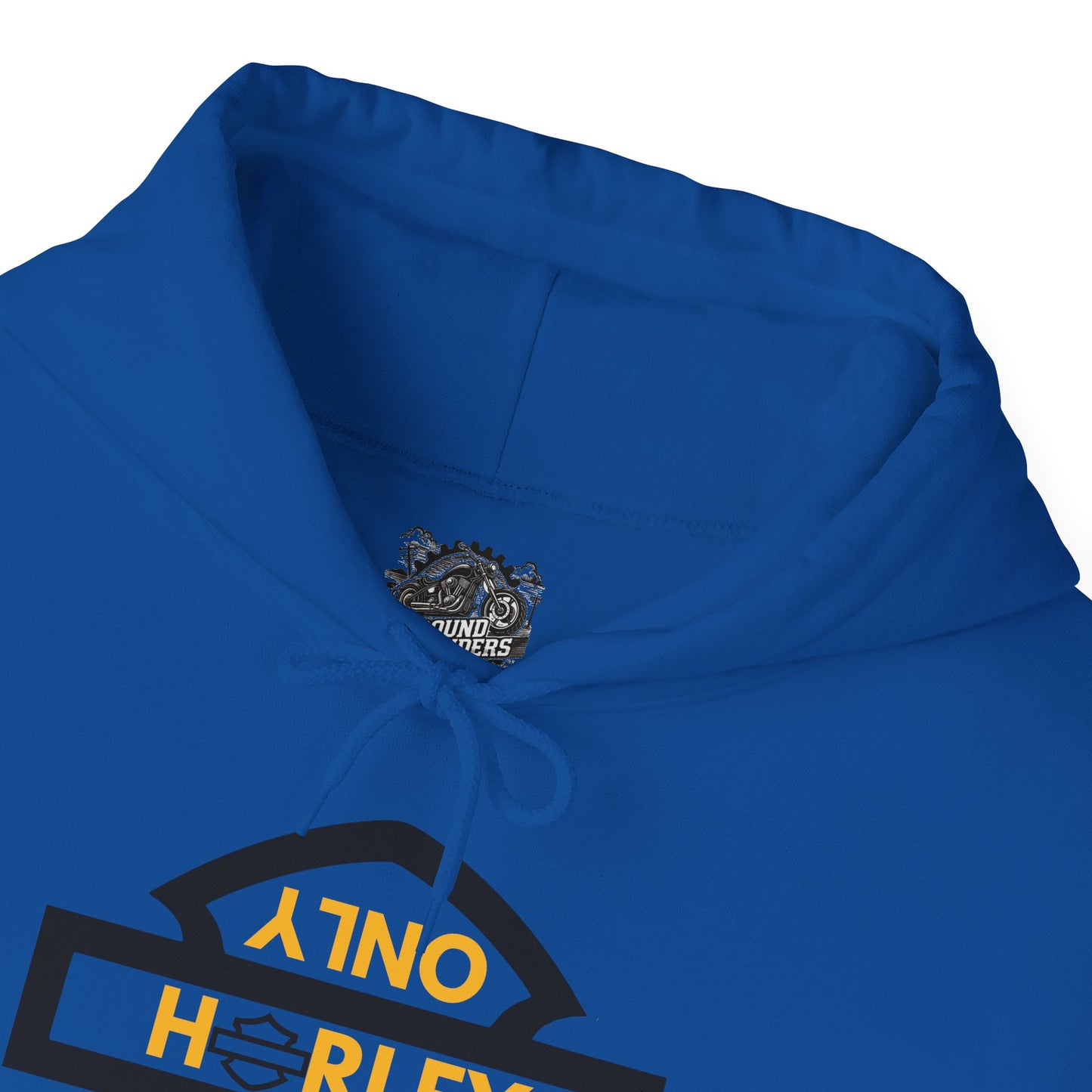 Biker Hoodie: Black Harley Parking Only Upside Down w/Gold Lettering