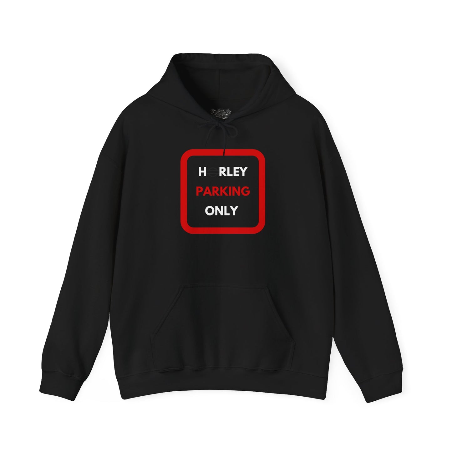 Biker Hoodie: Red Harley Parking Only w/White & Red Lettering