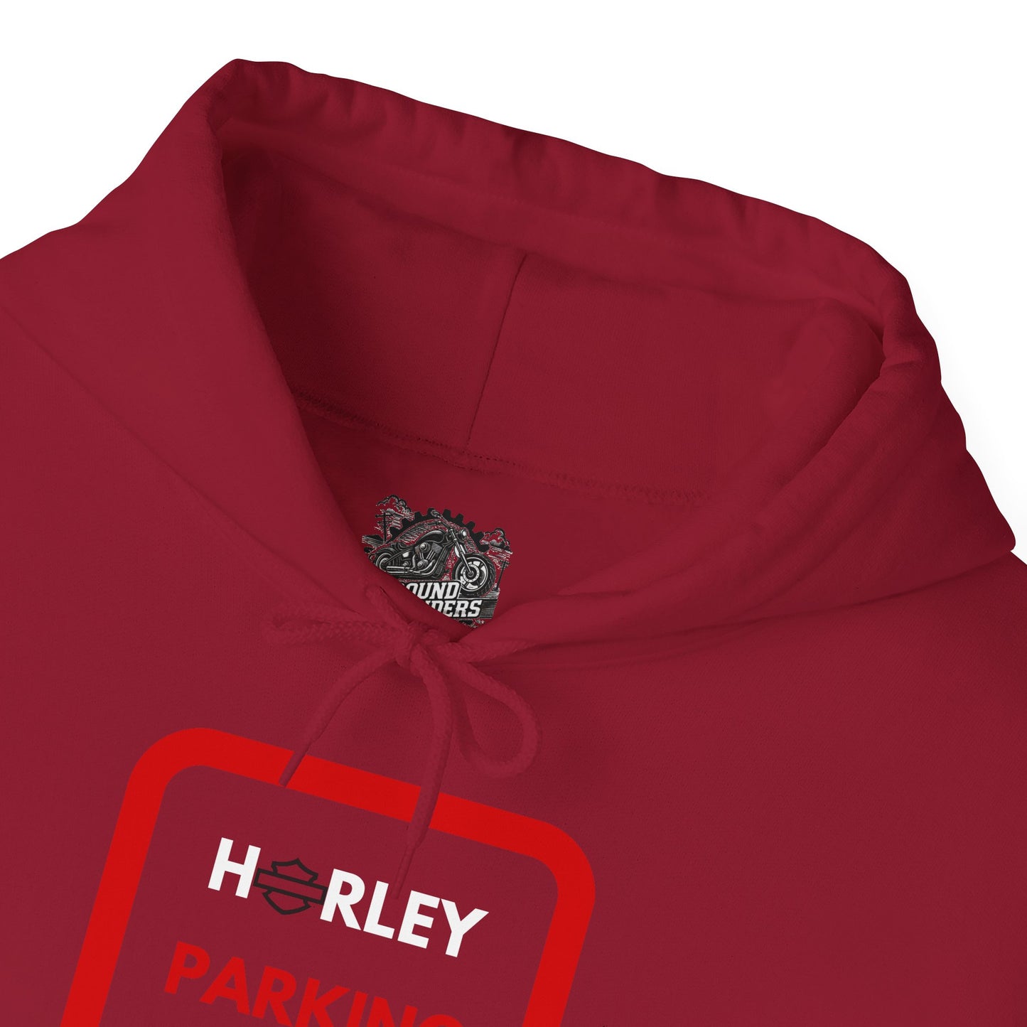 Biker Hoodie: Red Harley Parking Only w/White & Red Lettering