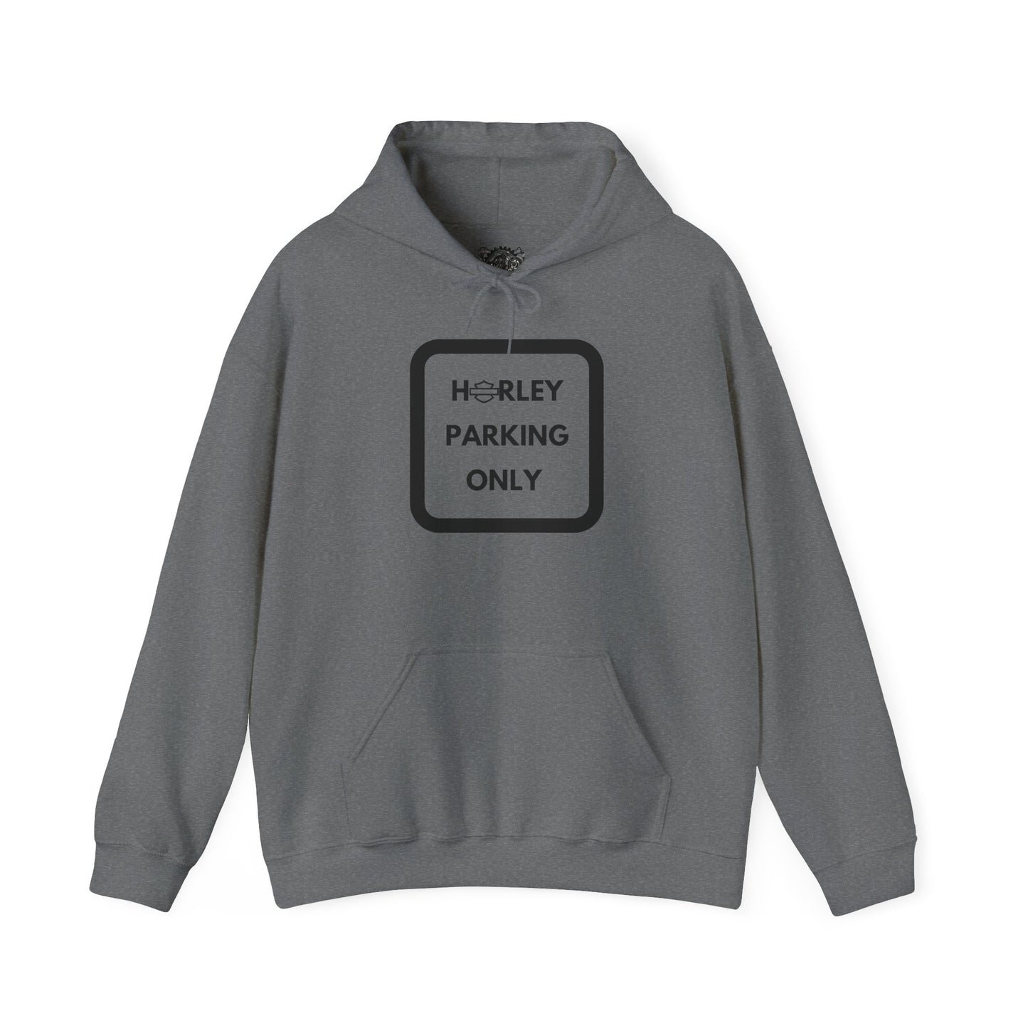 Biker Hoodie: Black Harley Parking Only w/Black Lettering
