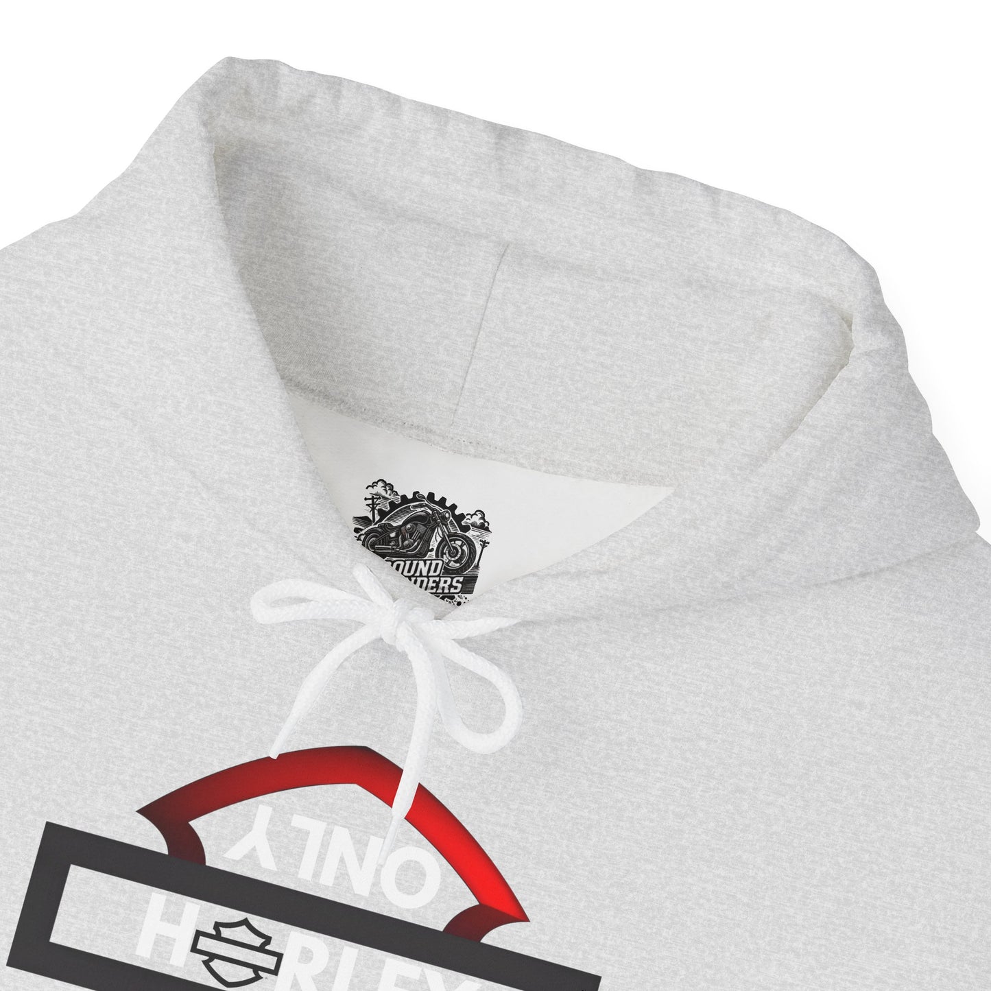 Biker Hoodie: Black/Red Harley Parking Only Upside Down w/White Lettering