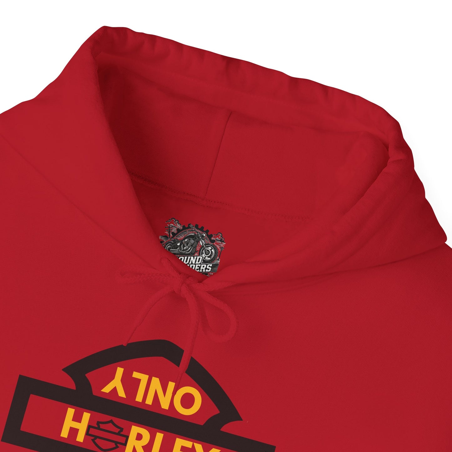 Biker Hoodie: Black Harley Parking Only Upside Down w/Gold Lettering