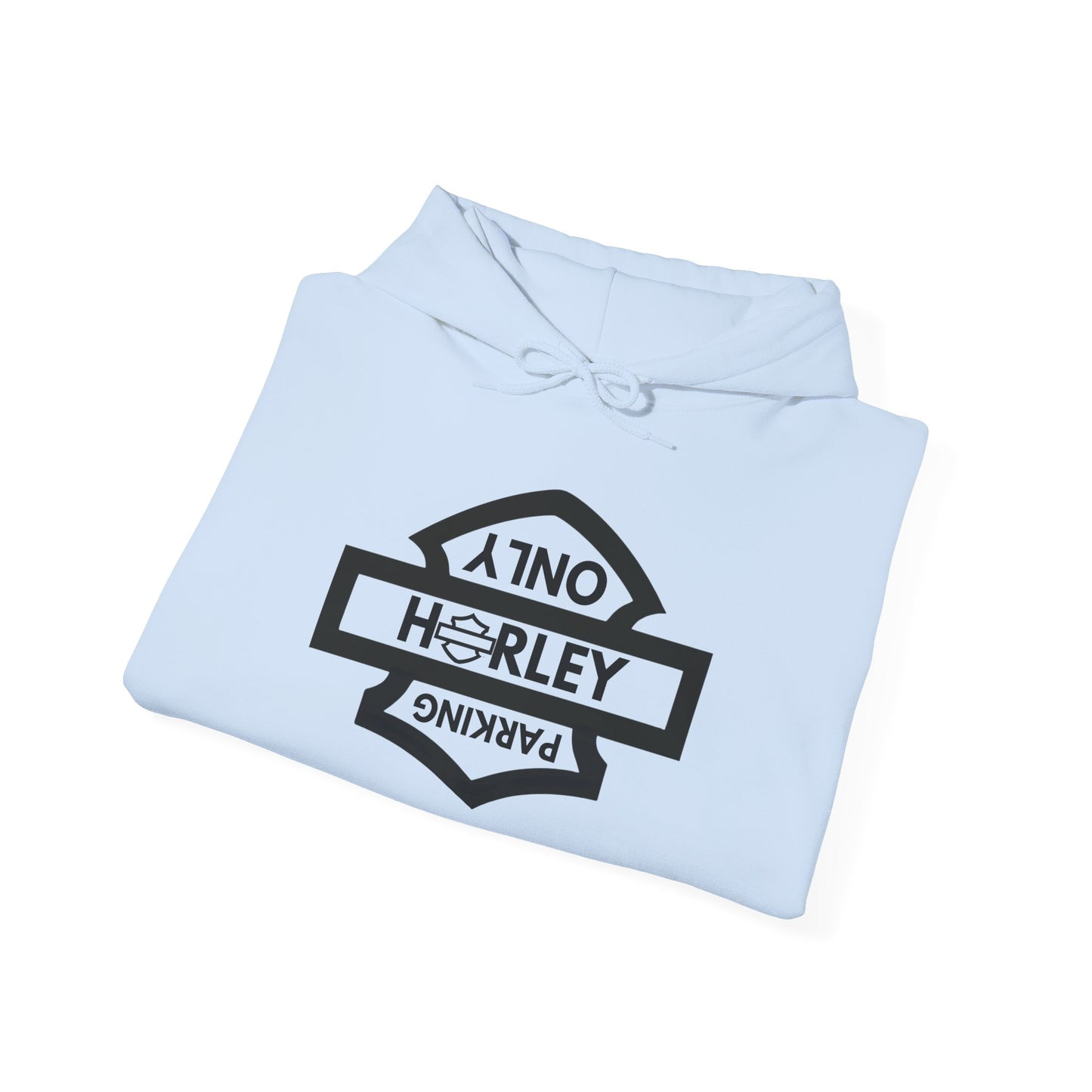 Biker Hoodie: Black Harley Parking Only Upside Down w/Black Lettering