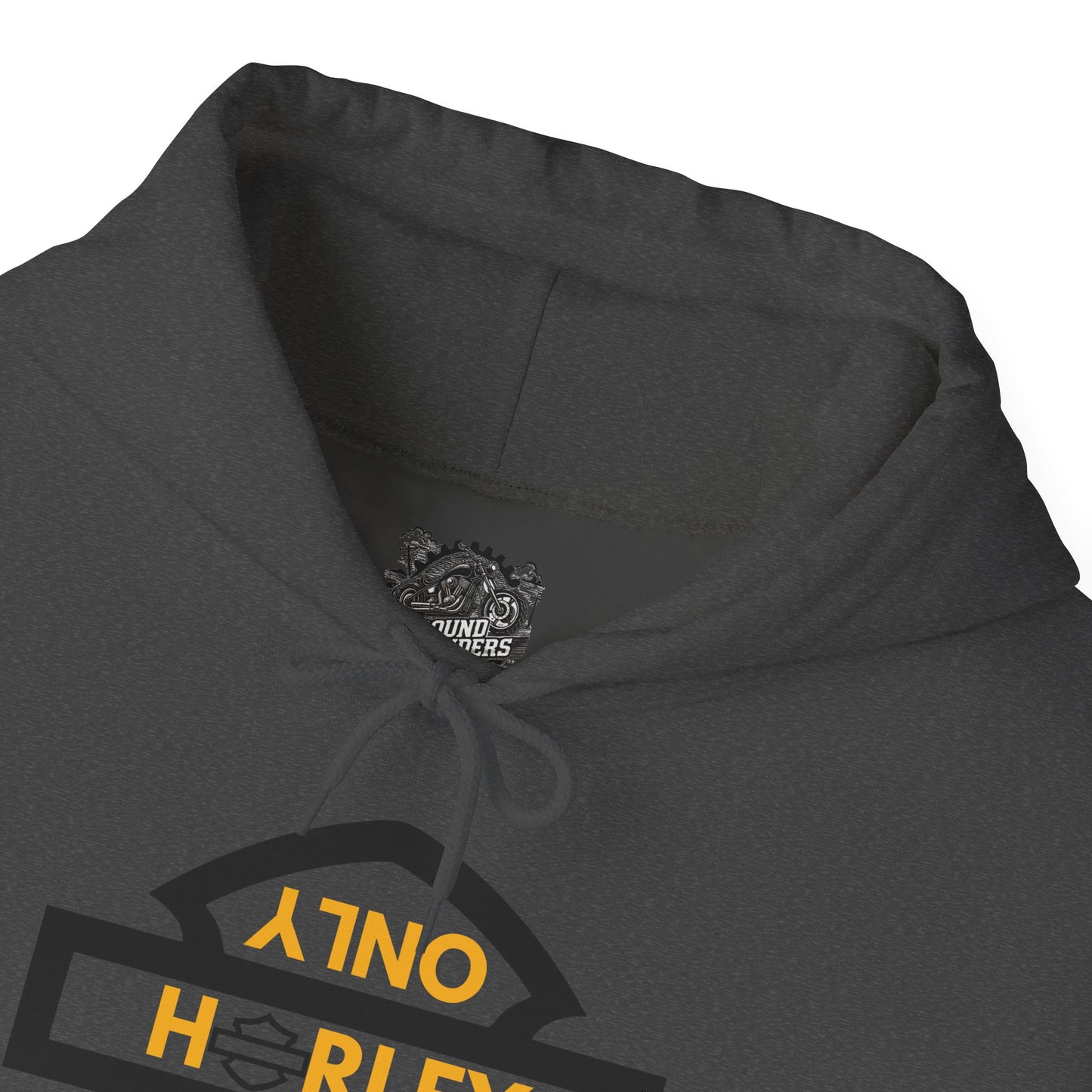 Biker Hoodie: Black Harley Parking Only Upside Down w/Gold Lettering