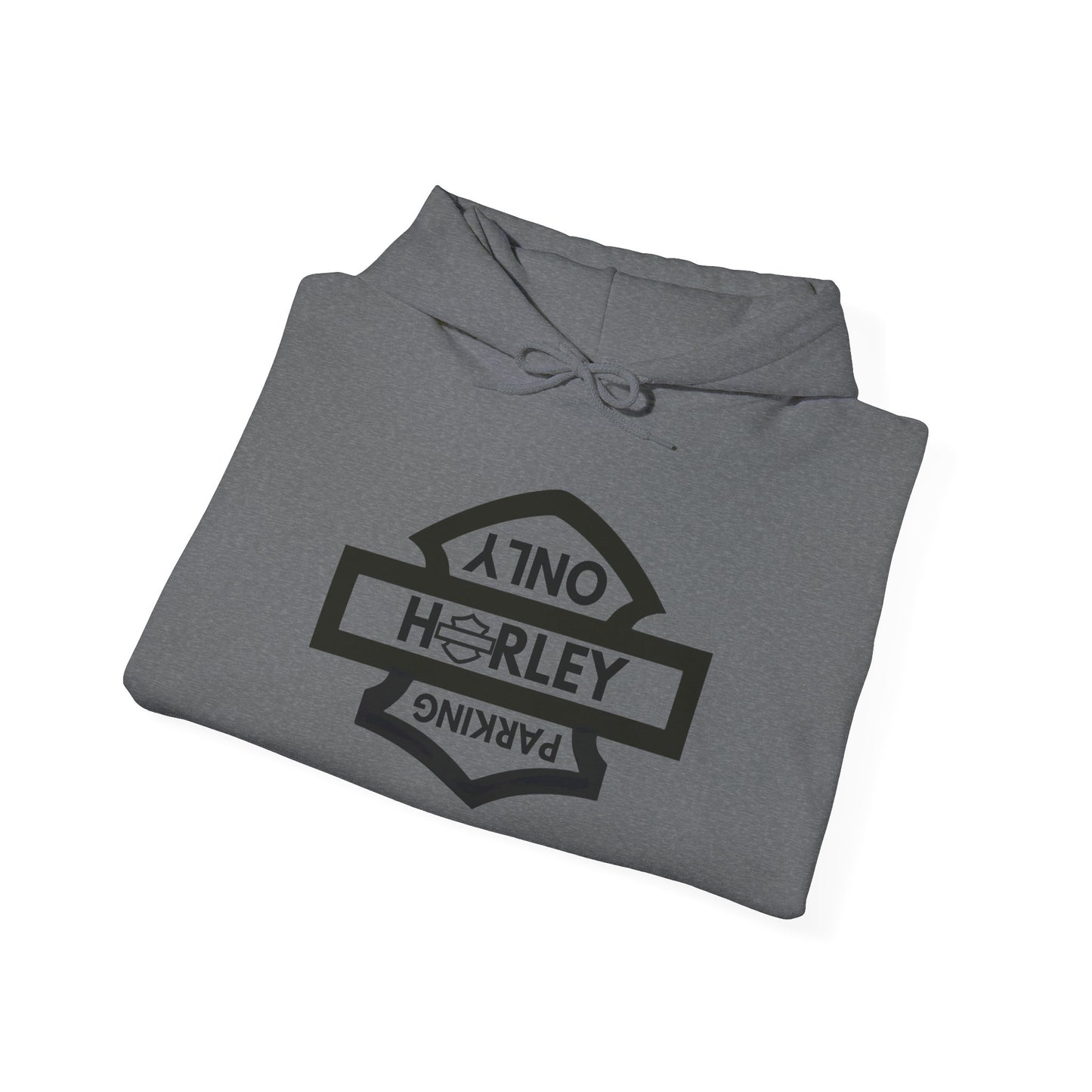 Biker Hoodie: Black Harley Parking Only Upside Down w/Black Lettering