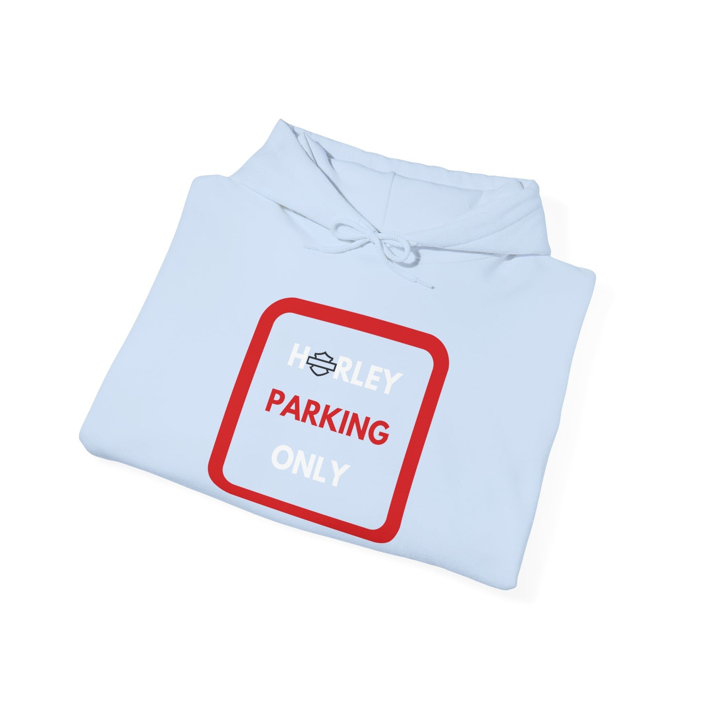 Biker Hoodie: Red Harley Parking Only w/White & Red Lettering