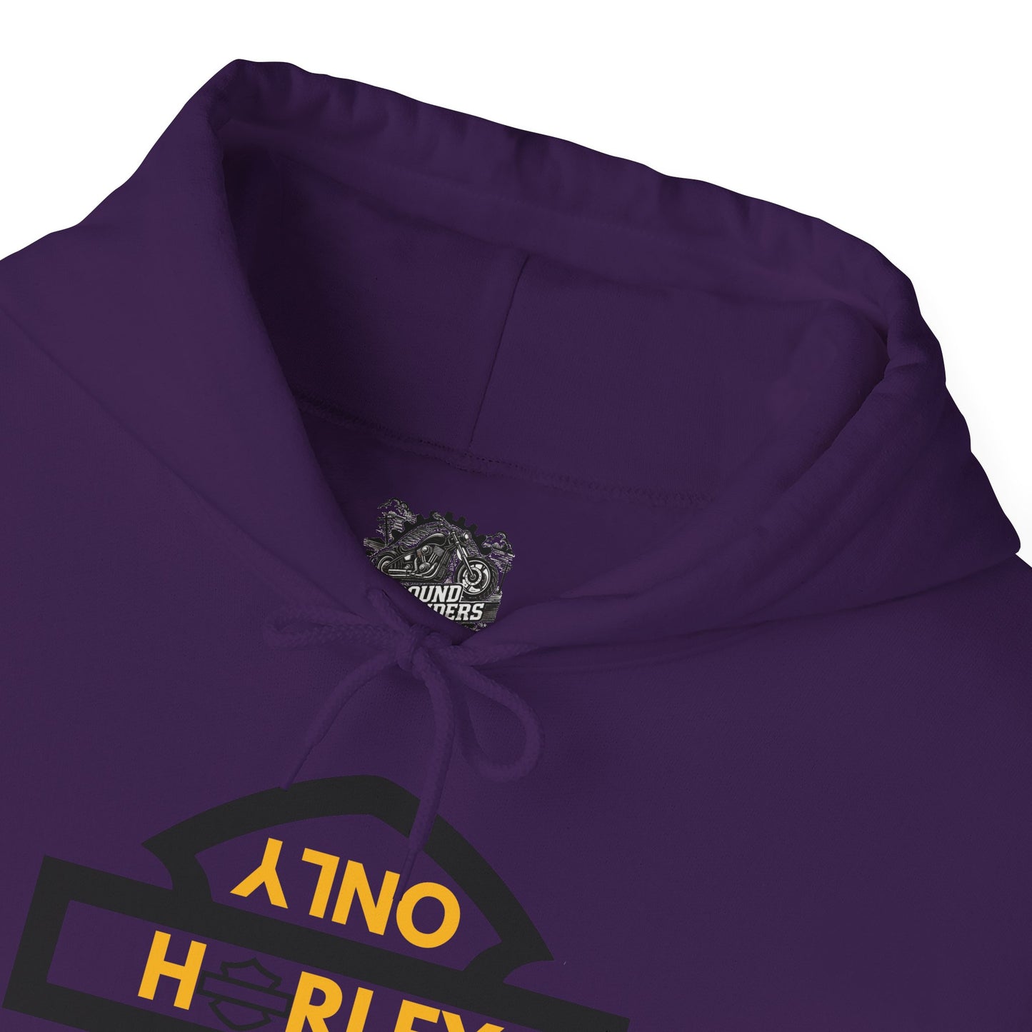 Biker Hoodie: Black Harley Parking Only Upside Down w/Gold Lettering