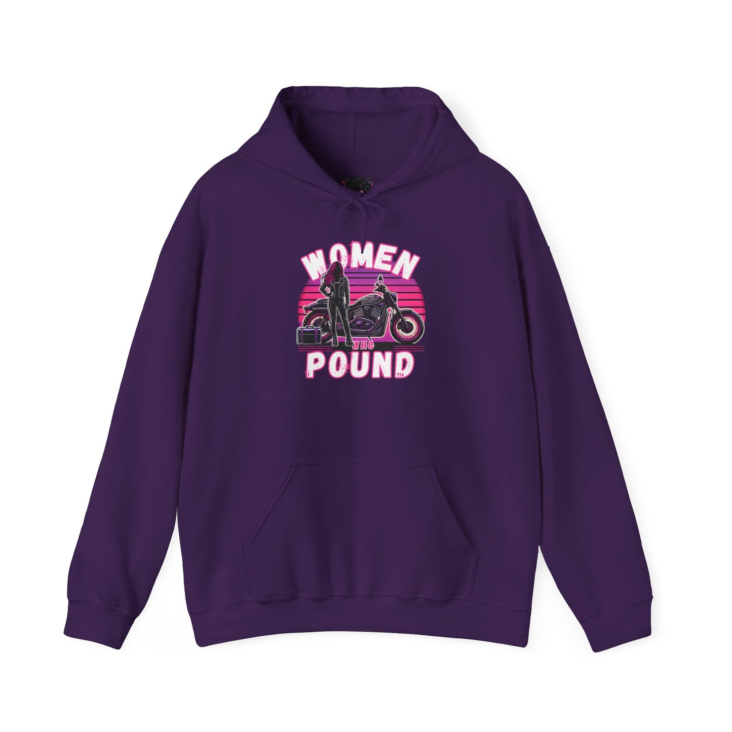 Biker Hoodie: Women Who Pound Purple/Pink