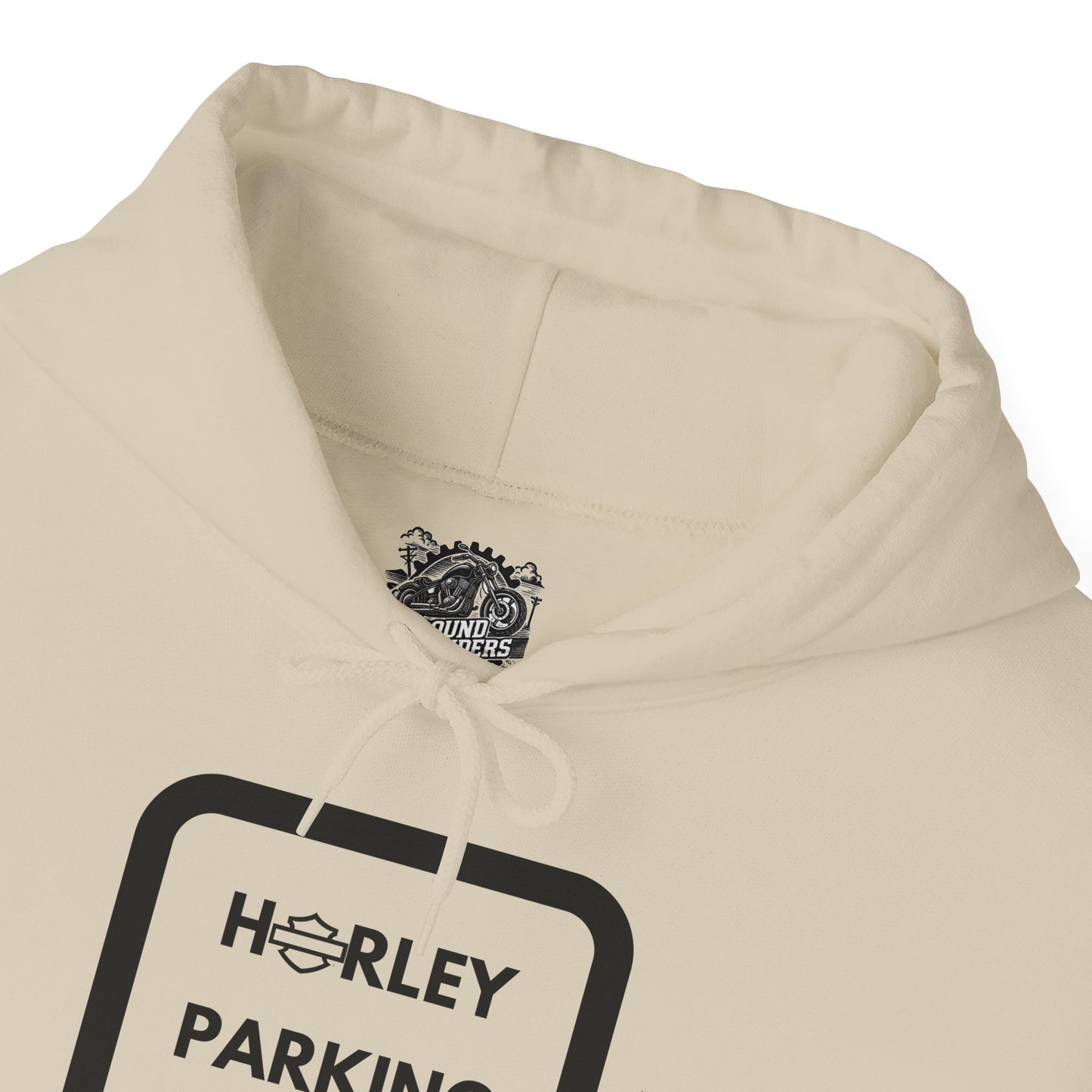 Biker Hoodie: Black Harley Parking Only w/Black Lettering