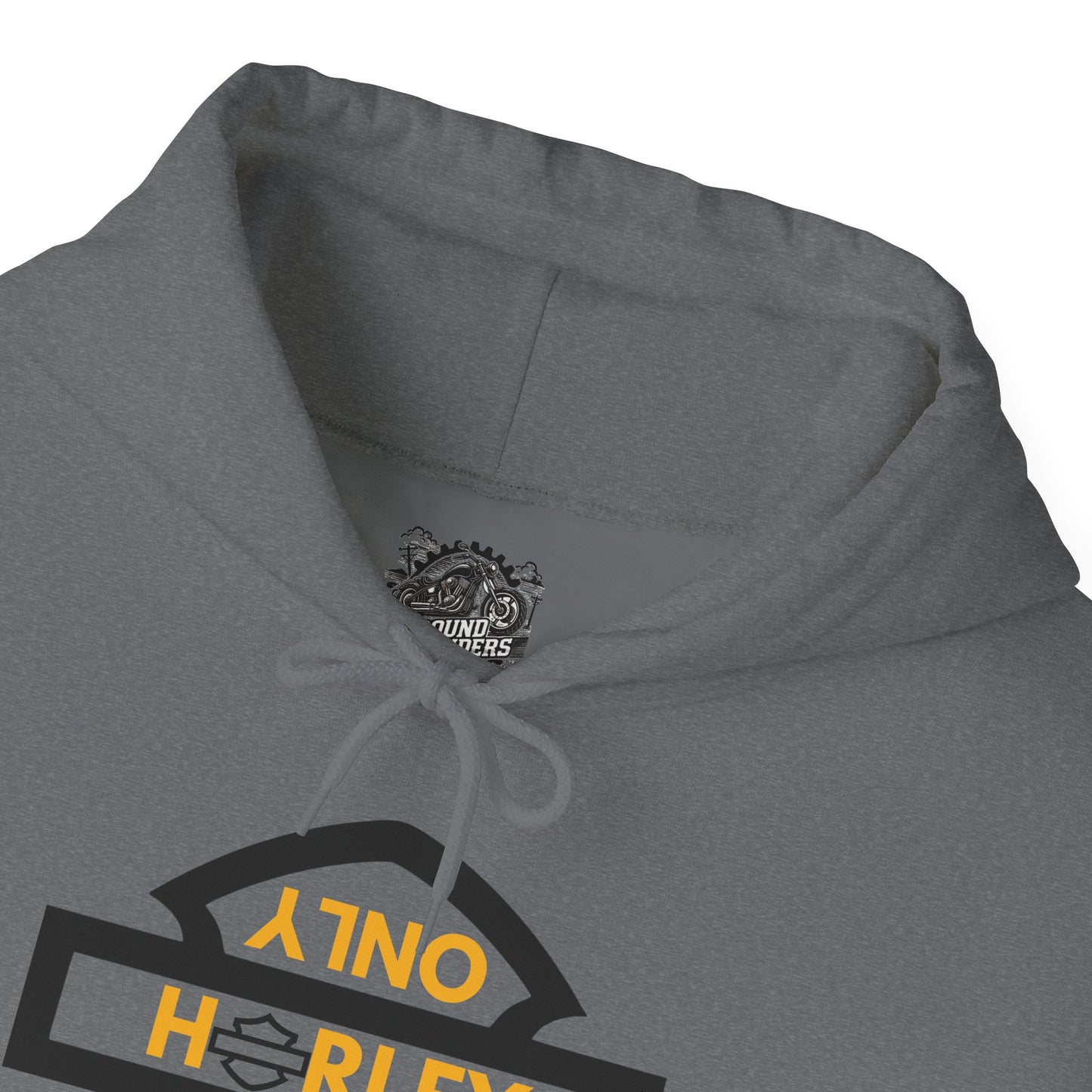 Biker Hoodie: Black Harley Parking Only Upside Down w/Gold Lettering