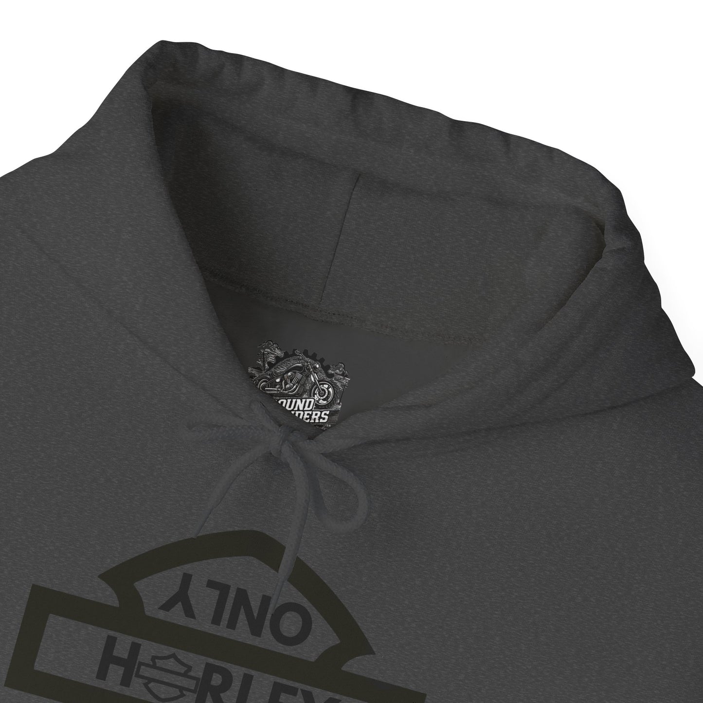 Biker Hoodie: Black Harley Parking Only Upside Down w/Black Lettering