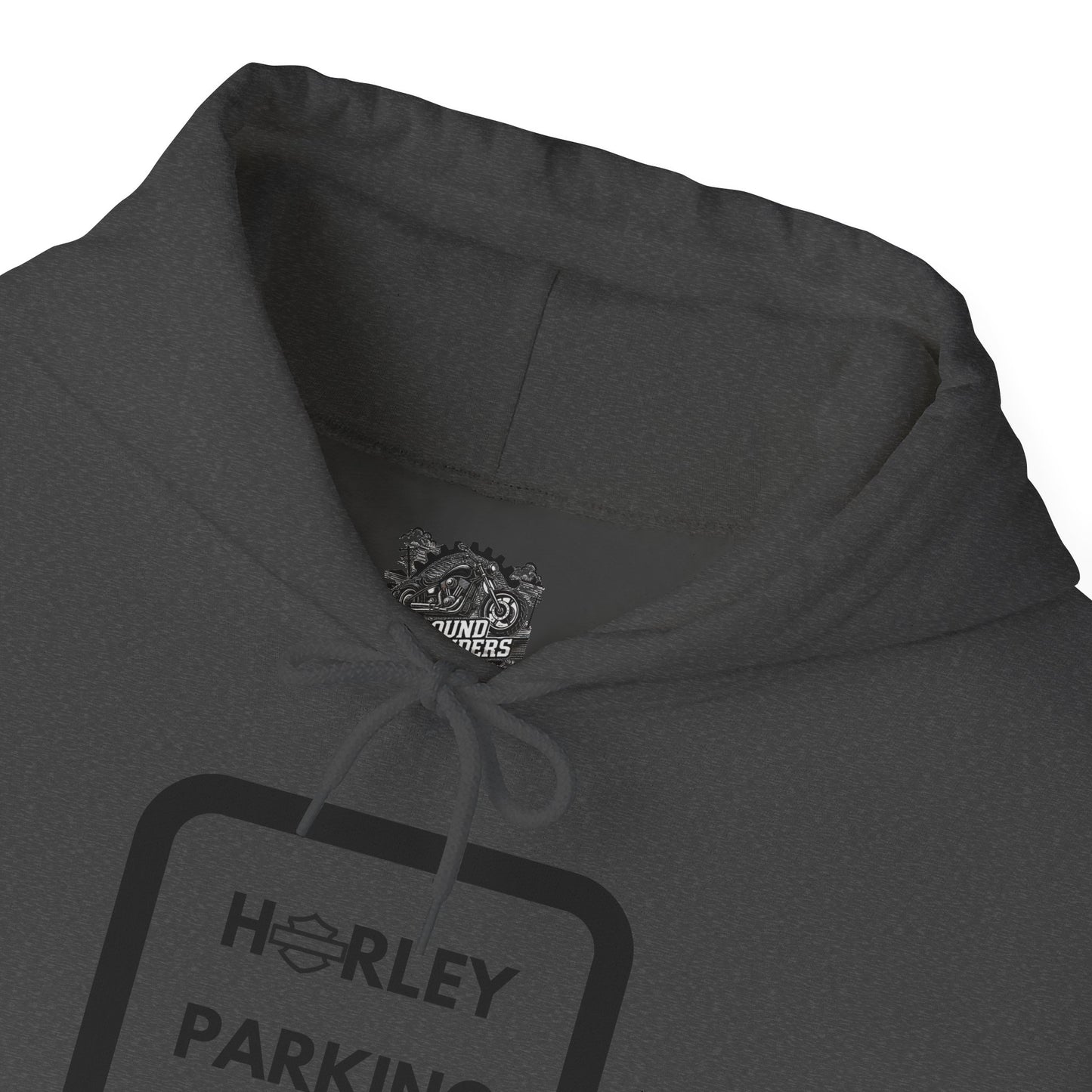 Biker Hoodie: Black Harley Parking Only w/Black Lettering