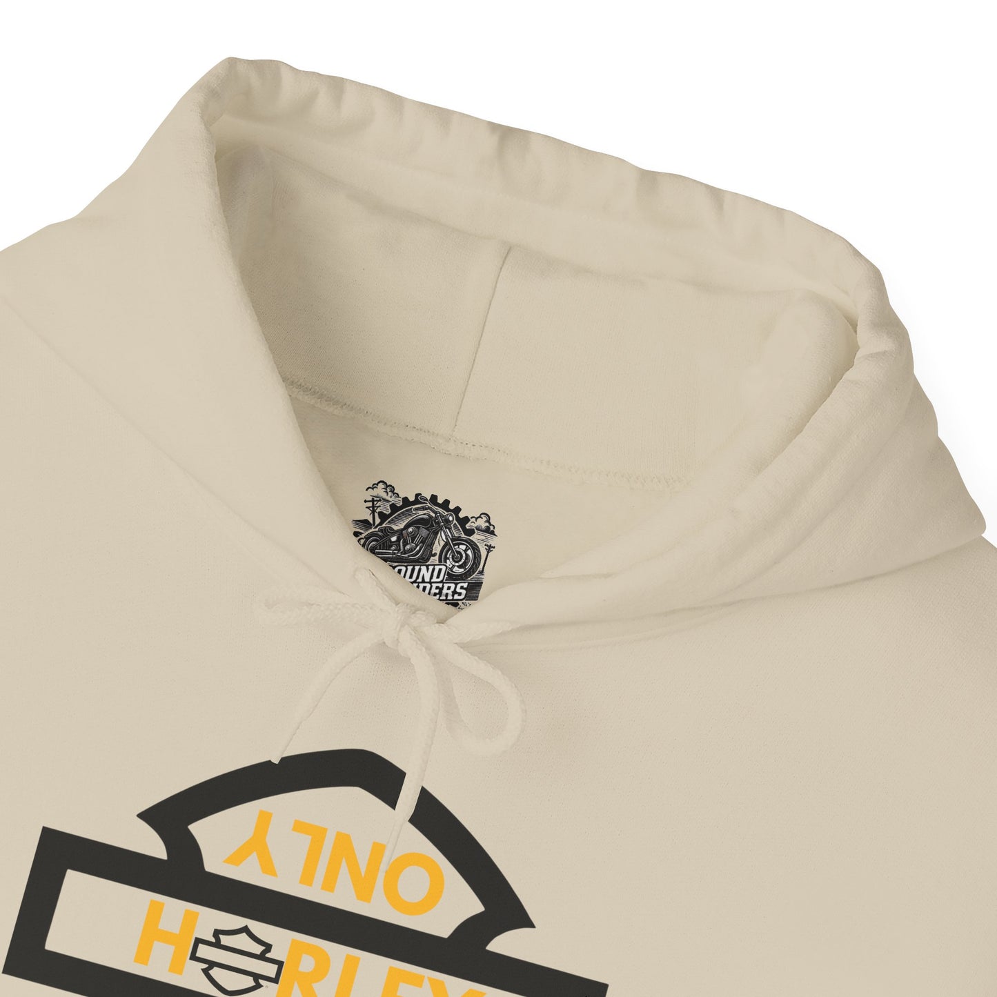 Biker Hoodie: Black Harley Parking Only Upside Down w/Gold Lettering