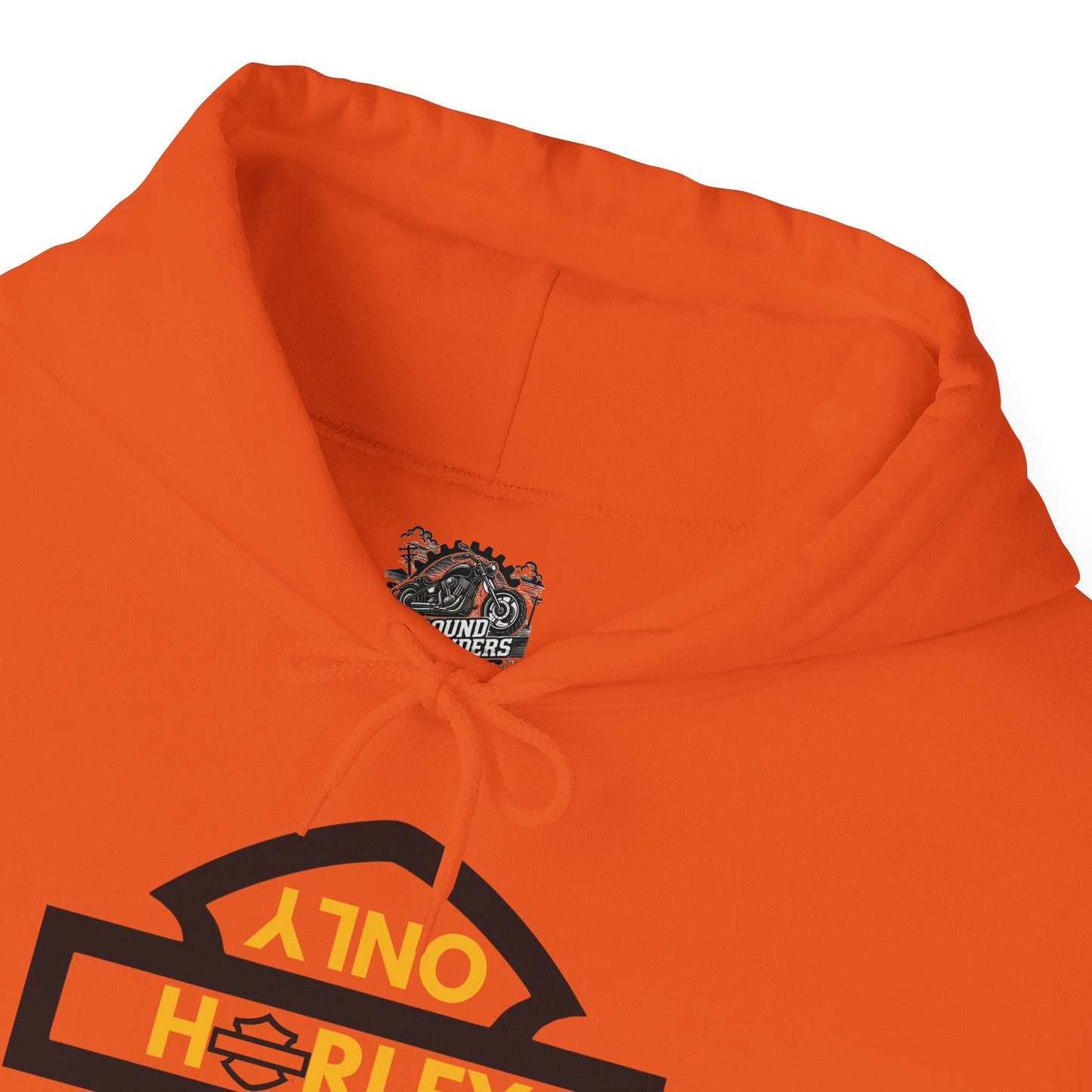 Biker Hoodie: Black Harley Parking Only Upside Down w/Gold Lettering