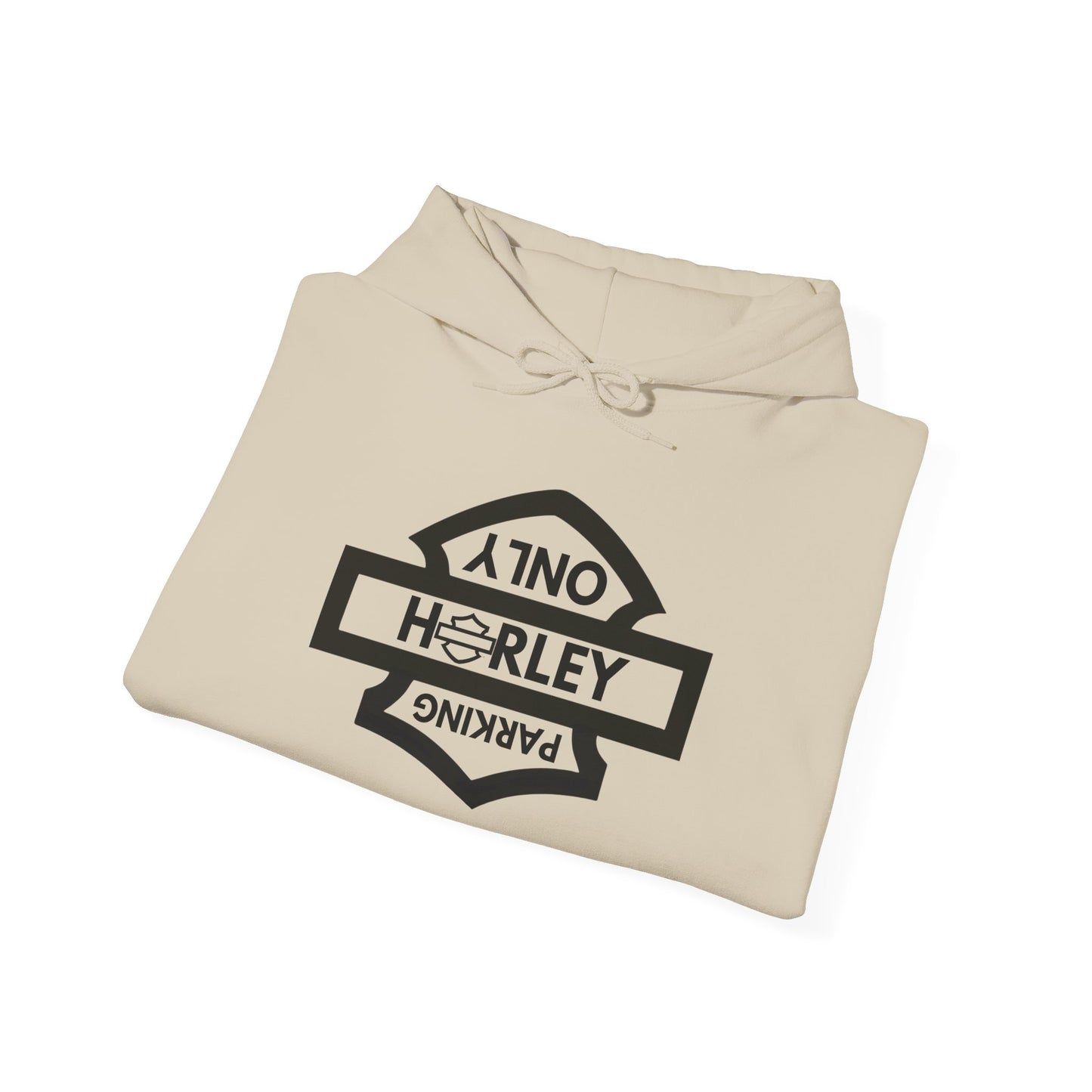 Biker Hoodie: Black Harley Parking Only Upside Down w/Black Lettering