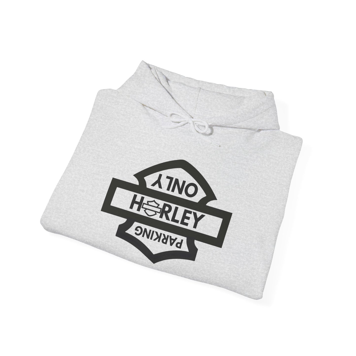 Biker Hoodie: Black Harley Parking Only Upside Down w/Black Lettering