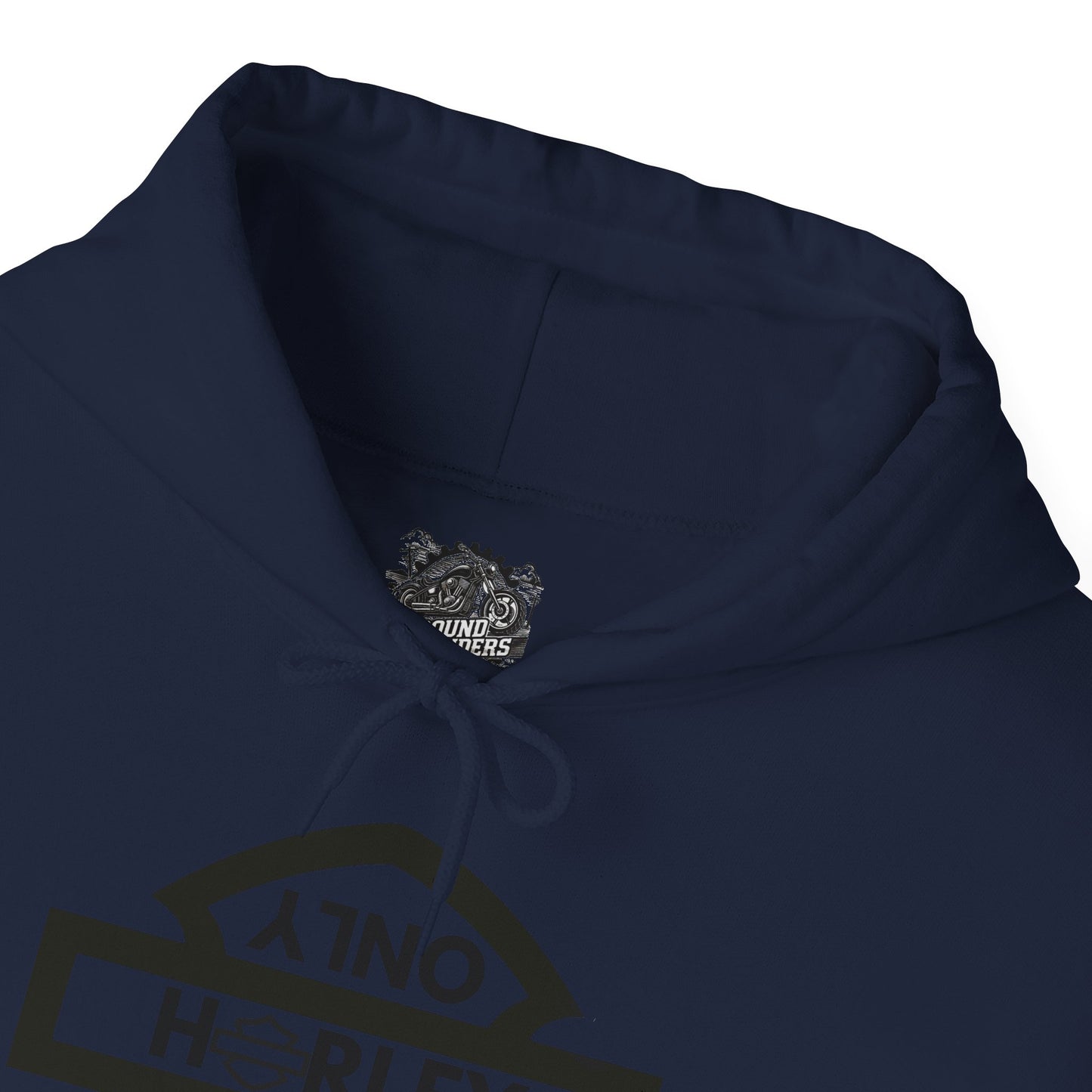 Biker Hoodie: Black Harley Parking Only Upside Down w/Black Lettering