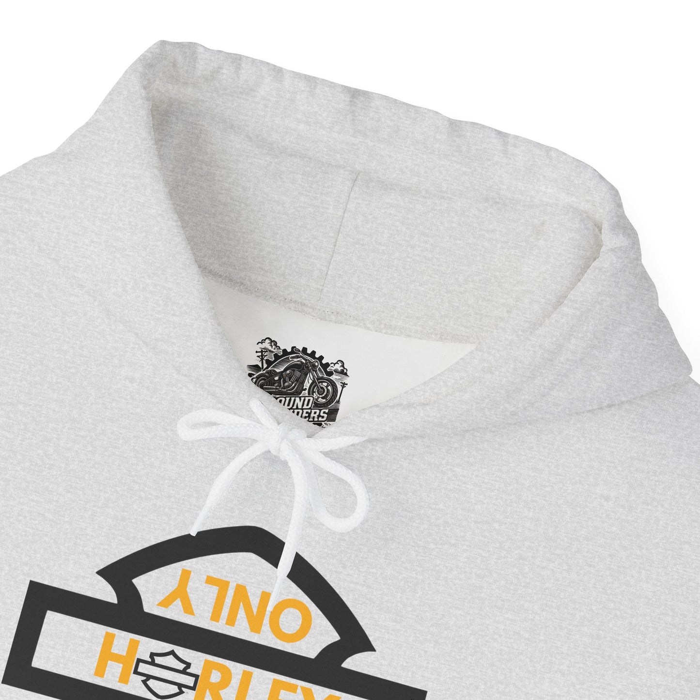 Biker Hoodie: Black Harley Parking Only Upside Down w/Gold Lettering