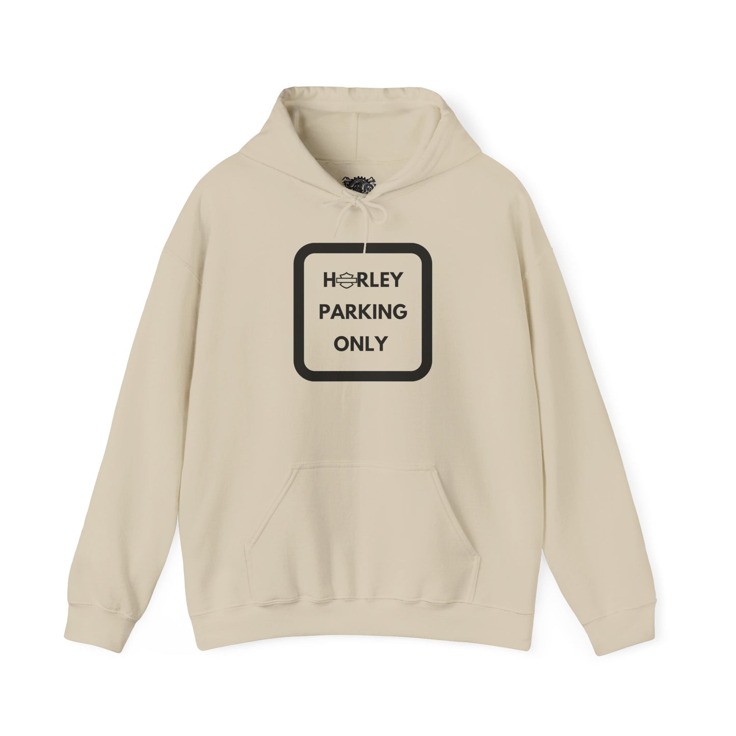 Biker Hoodie: Black Harley Parking Only w/Black Lettering