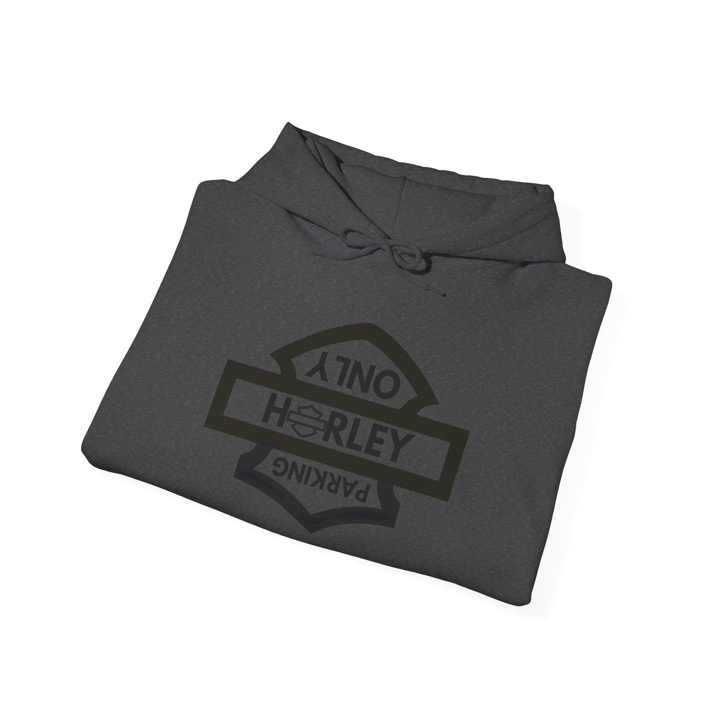 Biker Hoodie: Black Harley Parking Only Upside Down w/Black Lettering