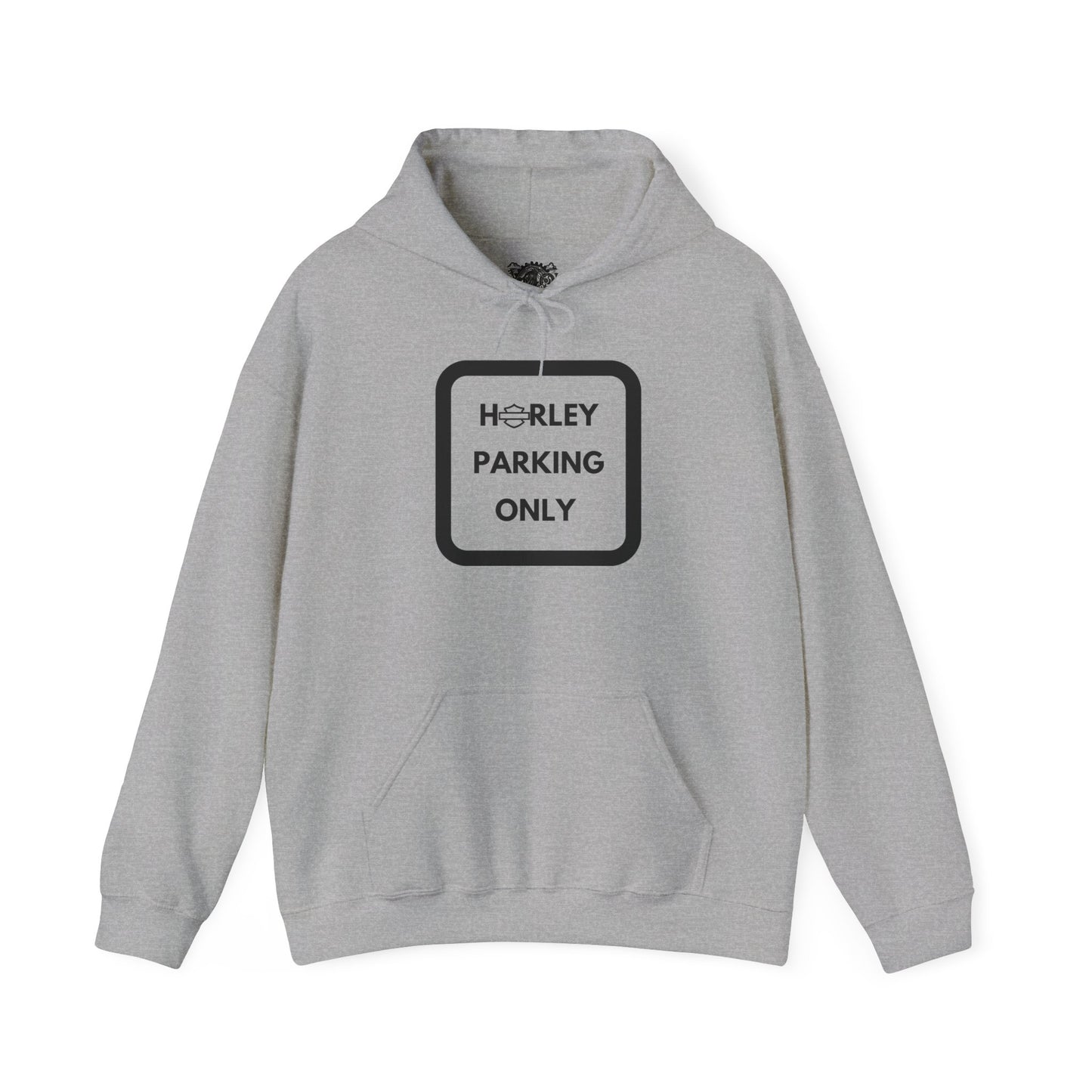 Biker Hoodie: Black Harley Parking Only w/Black Lettering