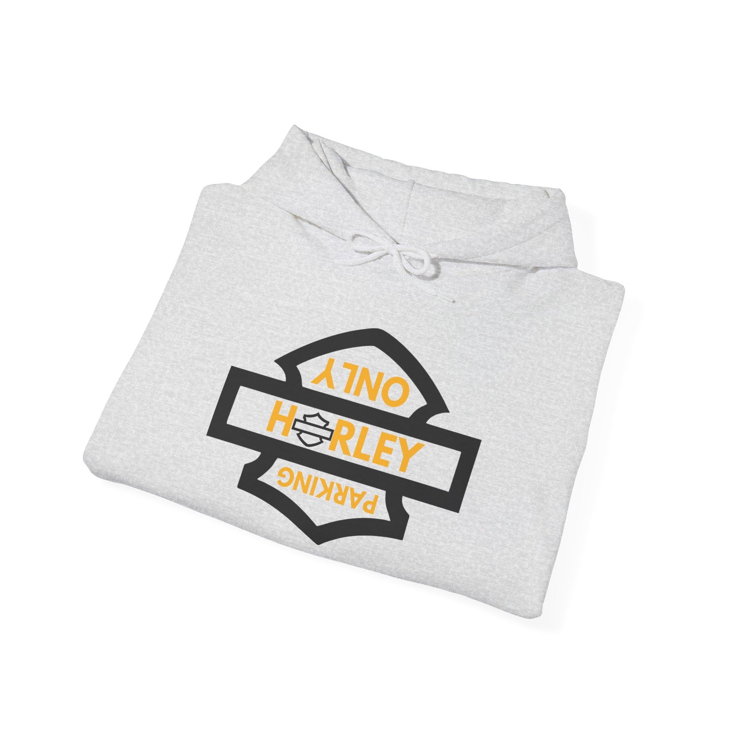Biker Hoodie: Black Harley Parking Only Upside Down w/Gold Lettering